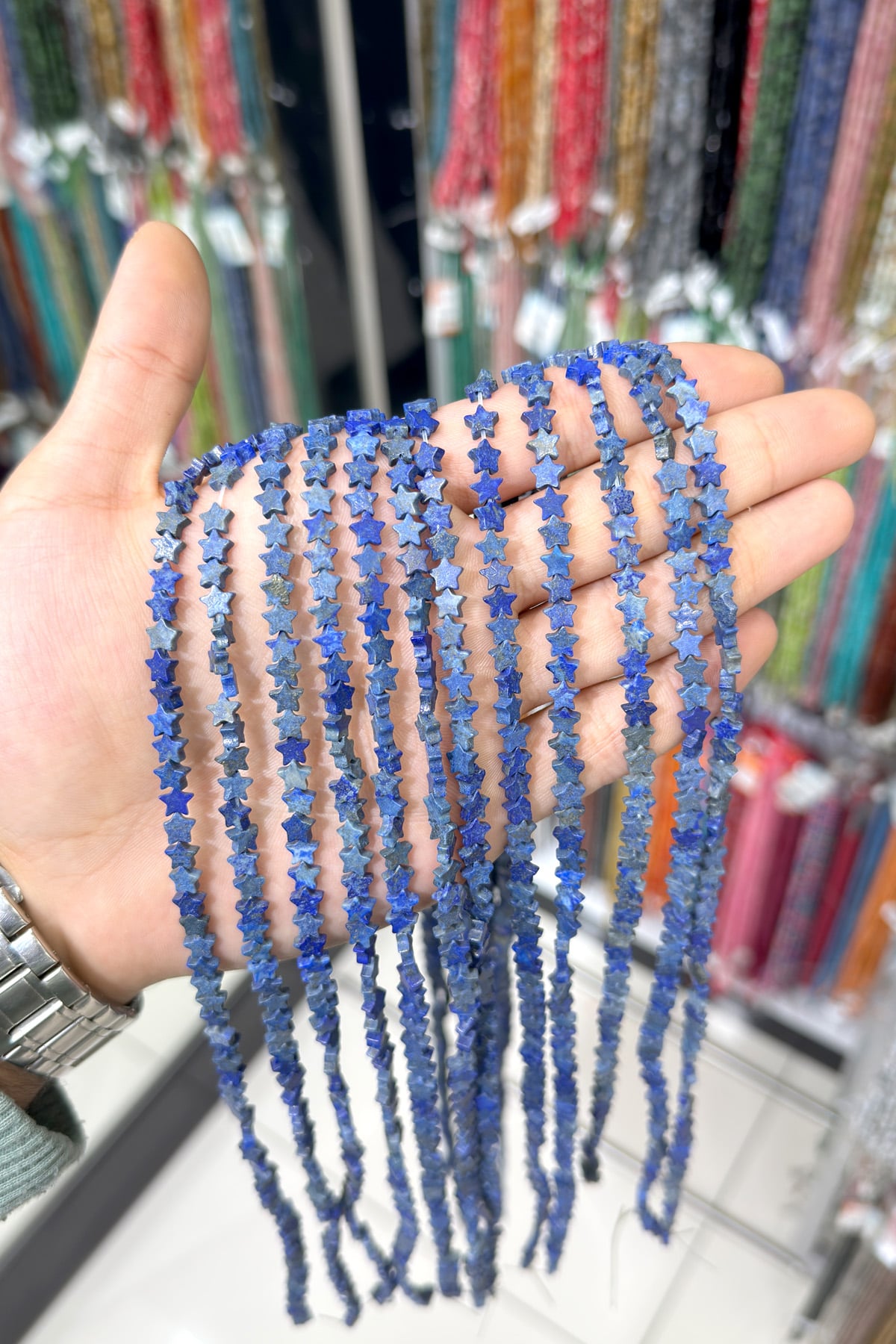 Lapis Lazuli Doğal Taş Yıldız Kesim 6mm Dizi
