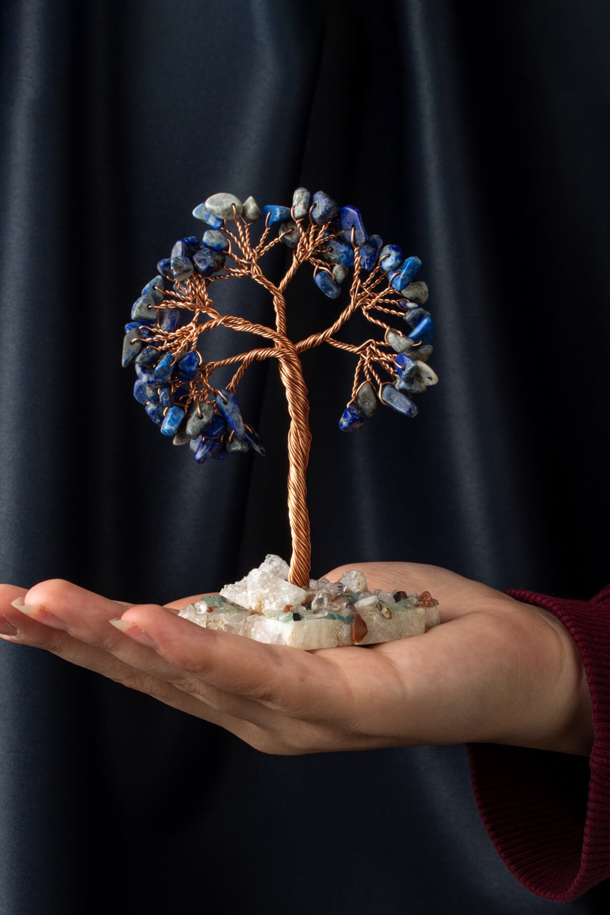 Lapis Lazuli Taşı El Yapımı Doğal Taş Dekoratif Ağaç