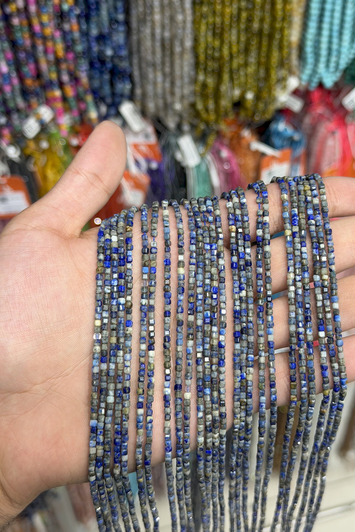 Lapis Lazuli Taşı Faset Küp Kesim 2x5mm Doğal Taş Dizi