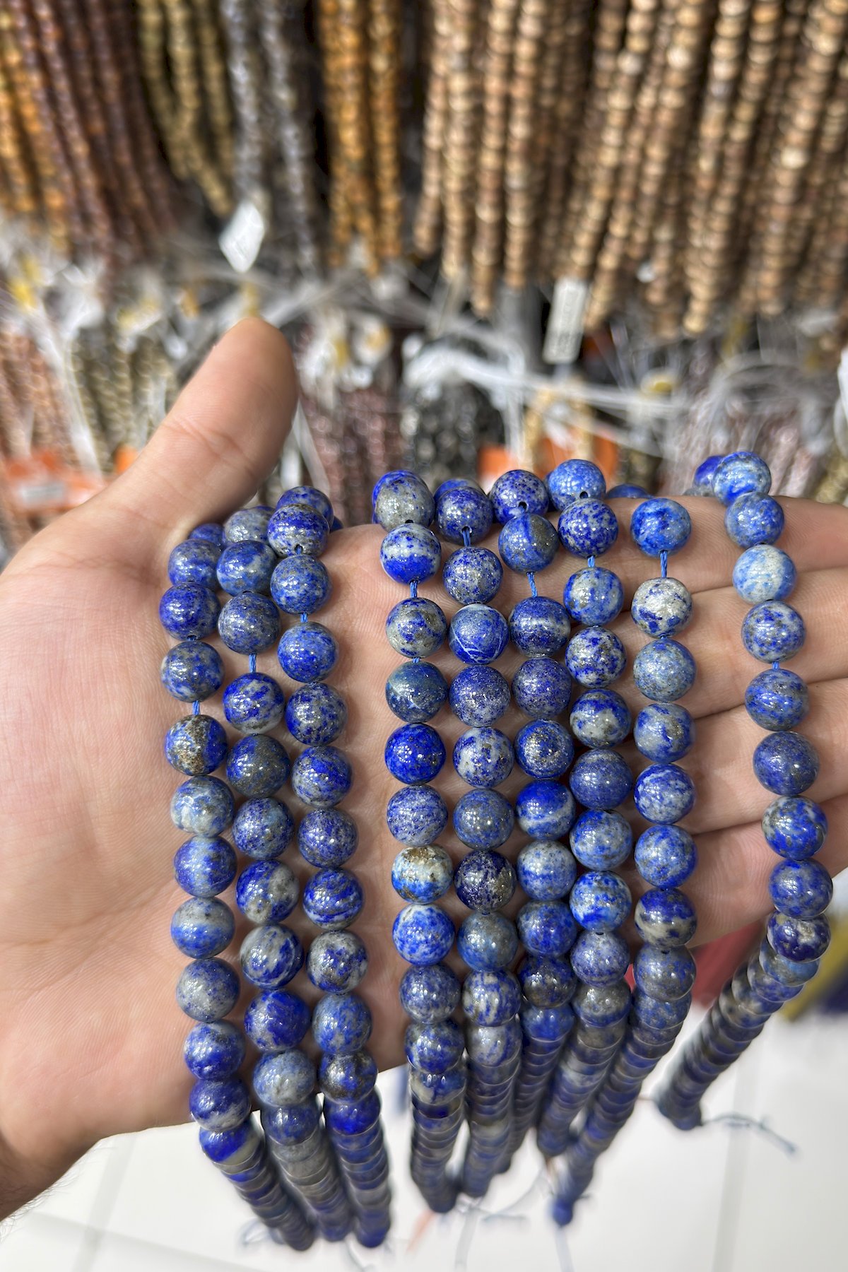Lapis Lazuli Taşı Küre Kesim Parlak 10mm Doğal Taş Dizi [AB+]