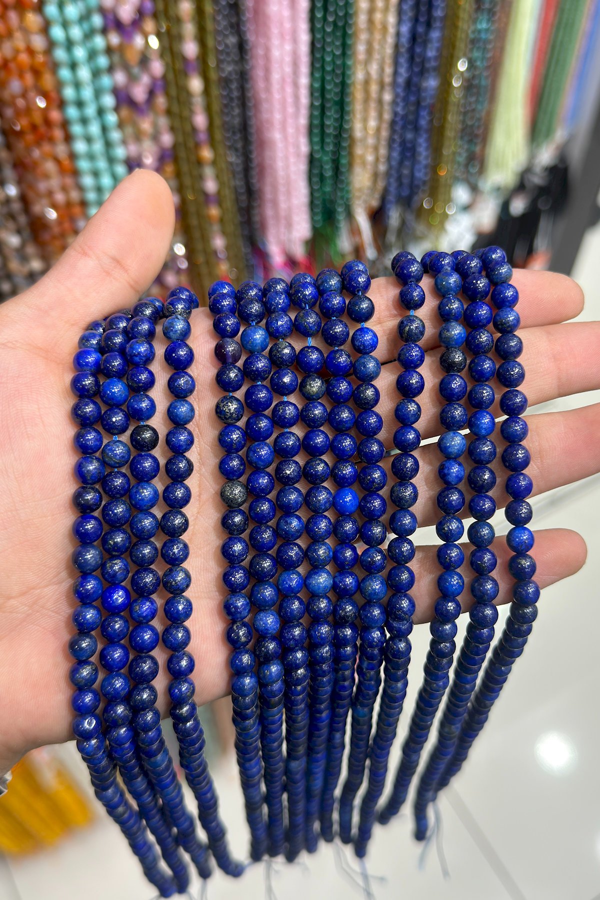 Lapis Lazuli Taşı Küre Kesim Parlak 6mm Doğal Taş Dizi [AB]