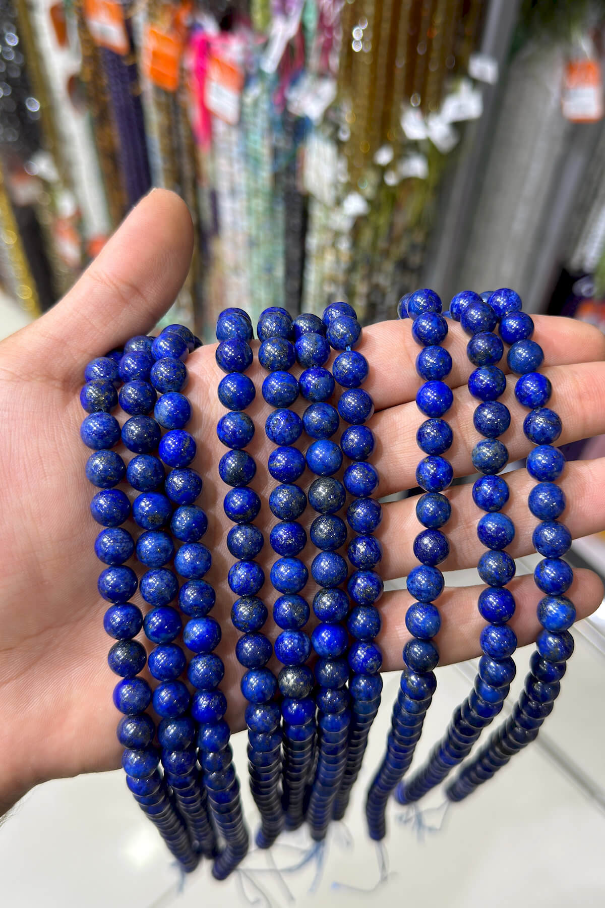Lapis Lazuli Taşı Küre Kesim Parlak 8mm Doğal Taş Dizi