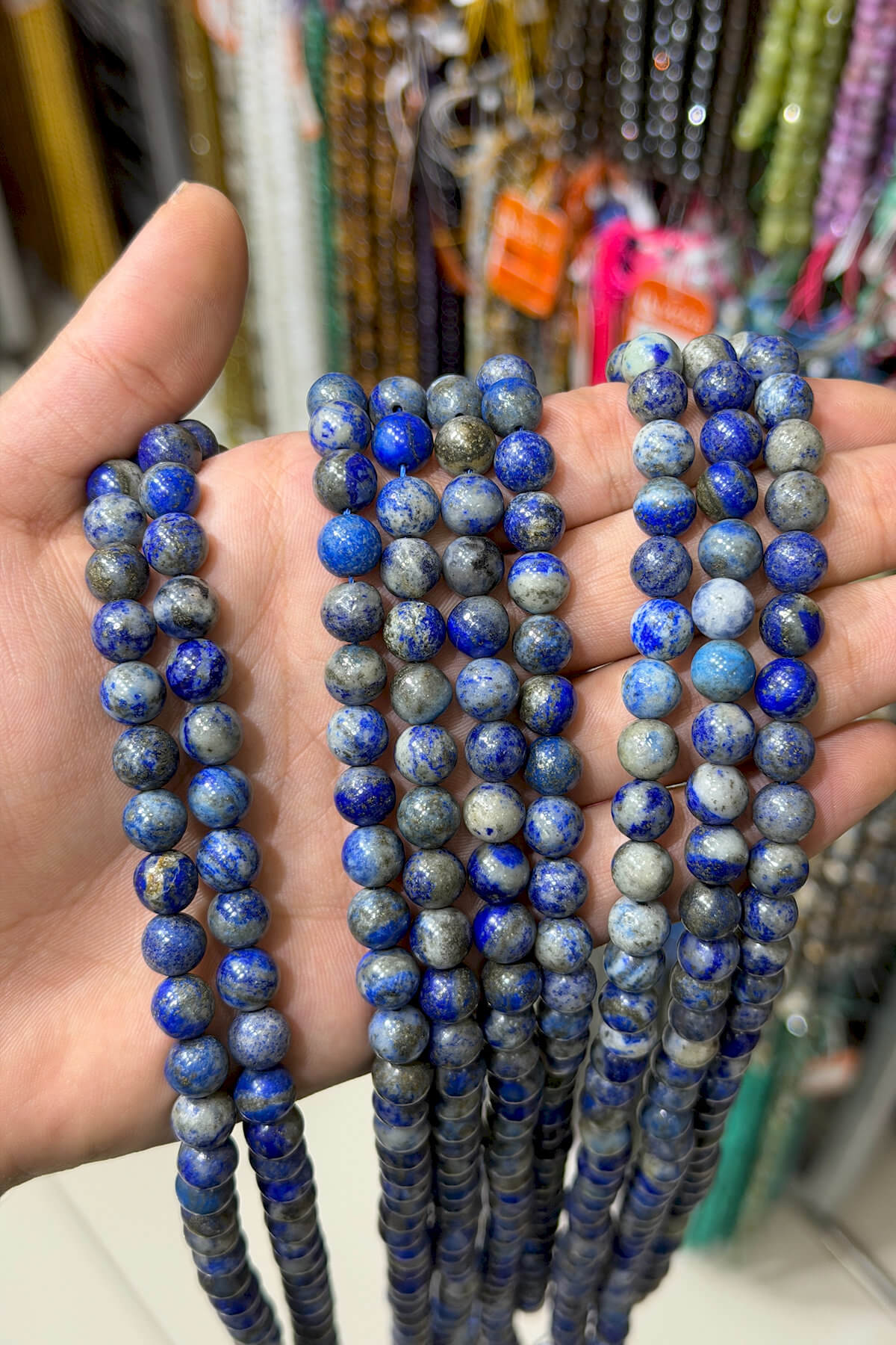 Lapis Lazuli Taşı Küre Kesim Parlak 8mm Doğal Taş Dizi [AB+]