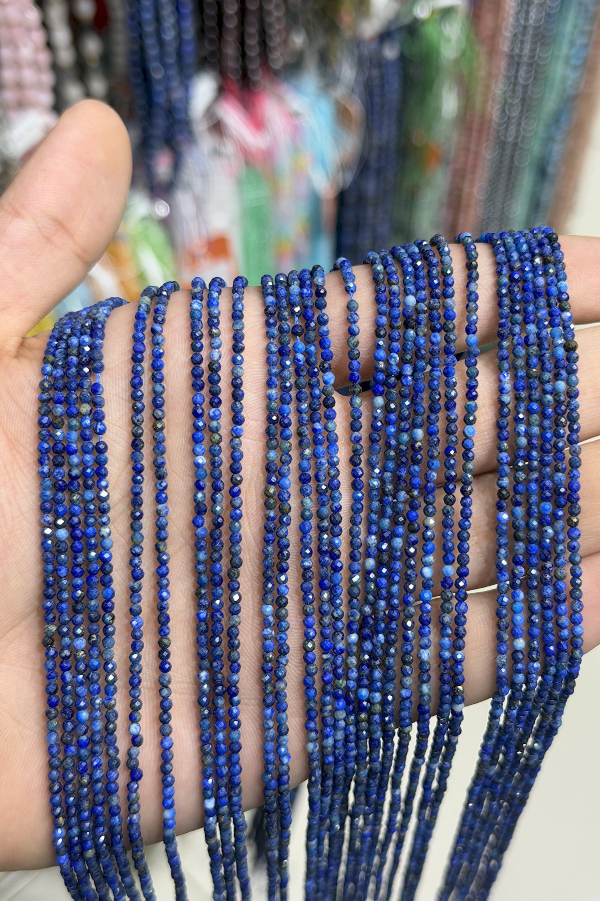 Lapis Lazuli Taşı Küre Kristal Kesim Parlak 2mm Doğal Taş Dizi [AA]
