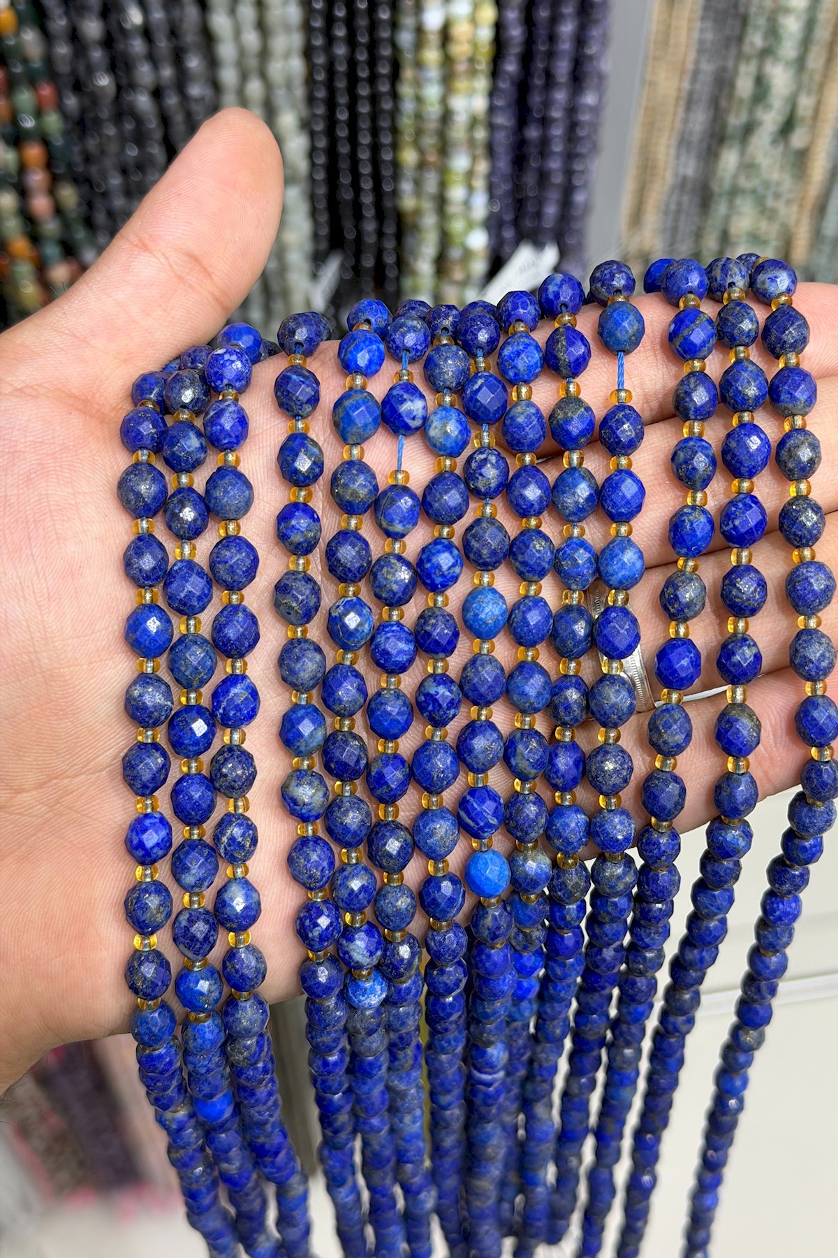 Lapis Lazuli Taşı Faset Arpa Kesim 6x8mm Doğal Taş Dizi [AA]