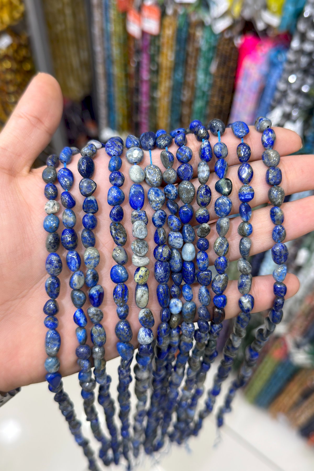 Lapis Lazuli Taşı Tımbıl Kesim 6x8mm Doğal Taş Dizi [AB+]