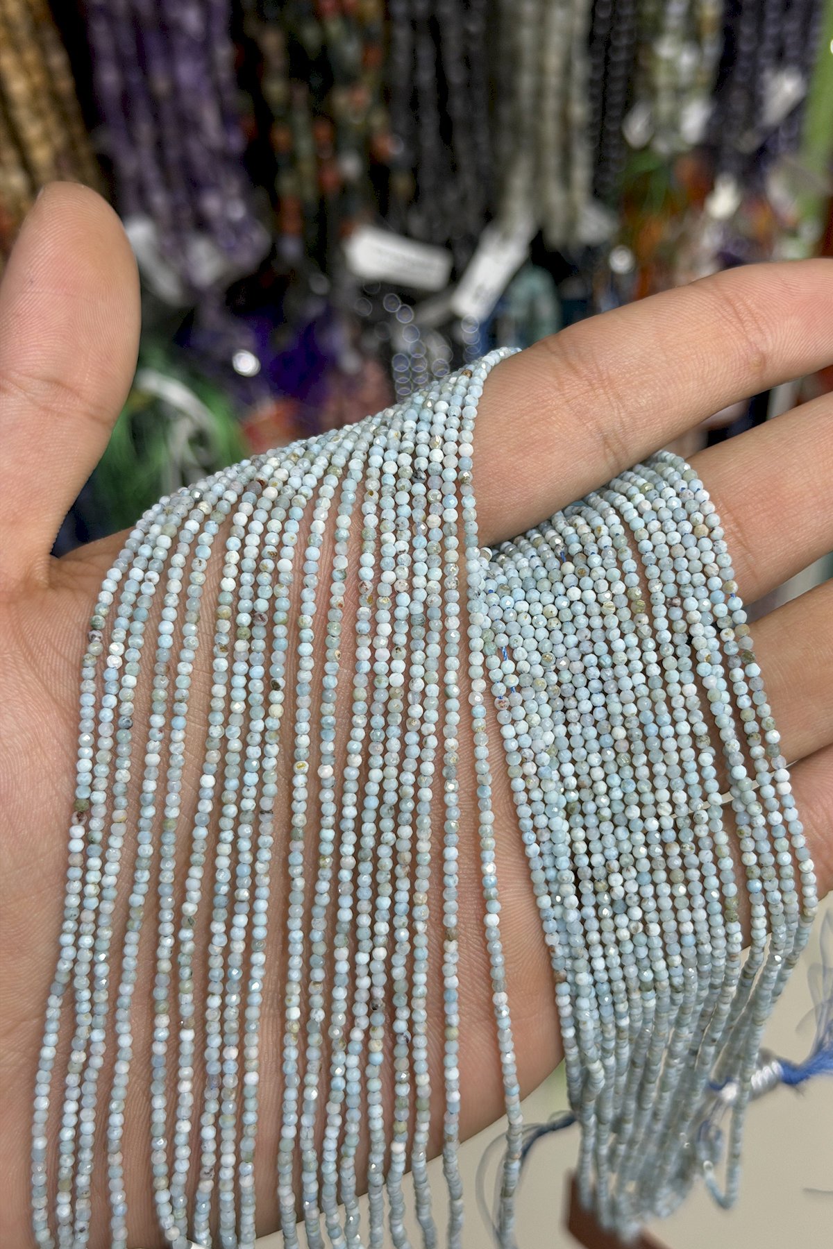 Larimar Doğal Taş Faset Kesim 2mm Dizi