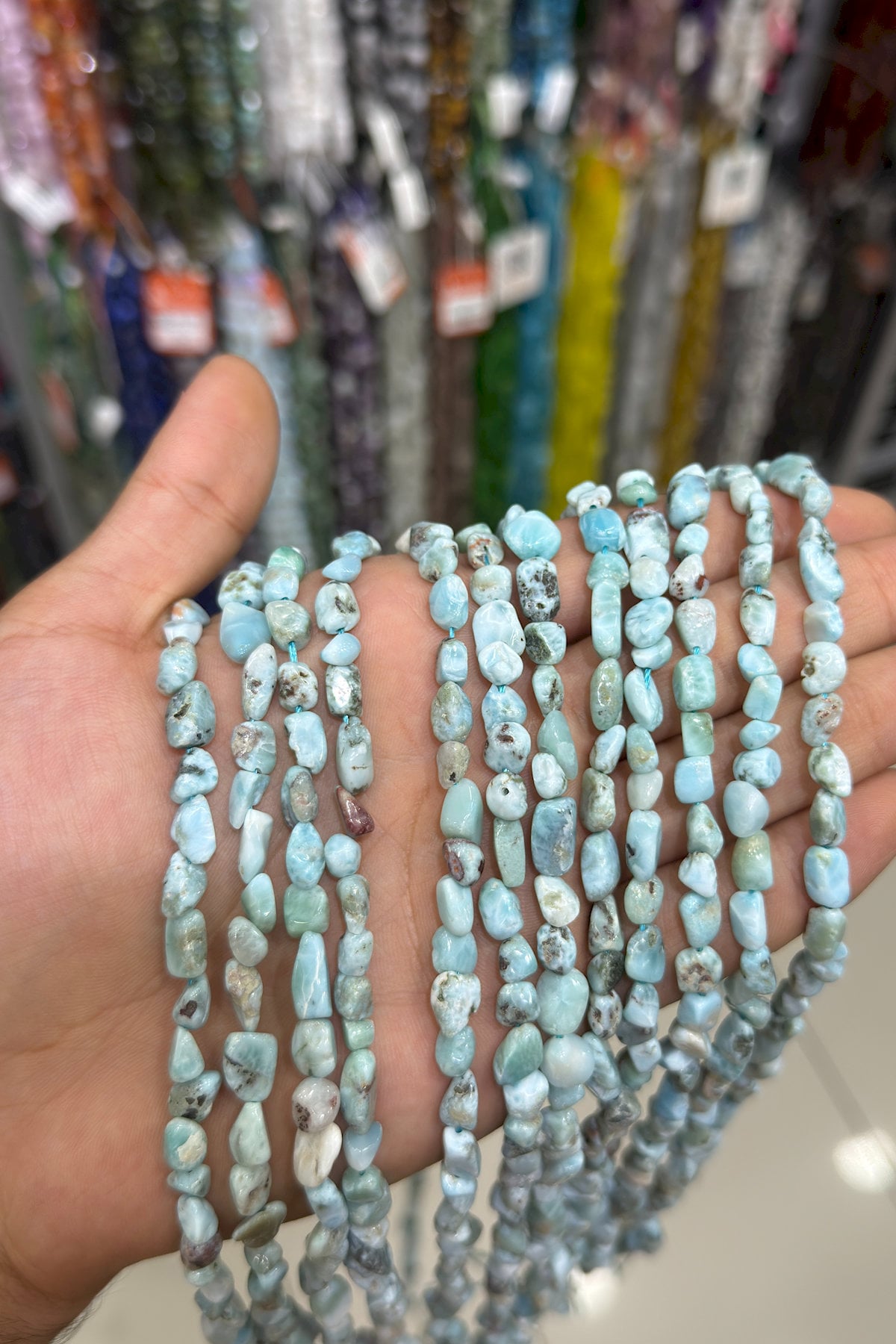 Larimar Natural Stone Tumbler Cut 6x8mm String Of Beads