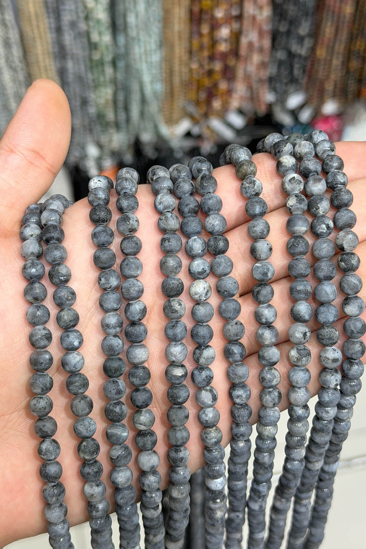 Larvakit Natural Stone Matte Globe Cut 6mm String Of Beads