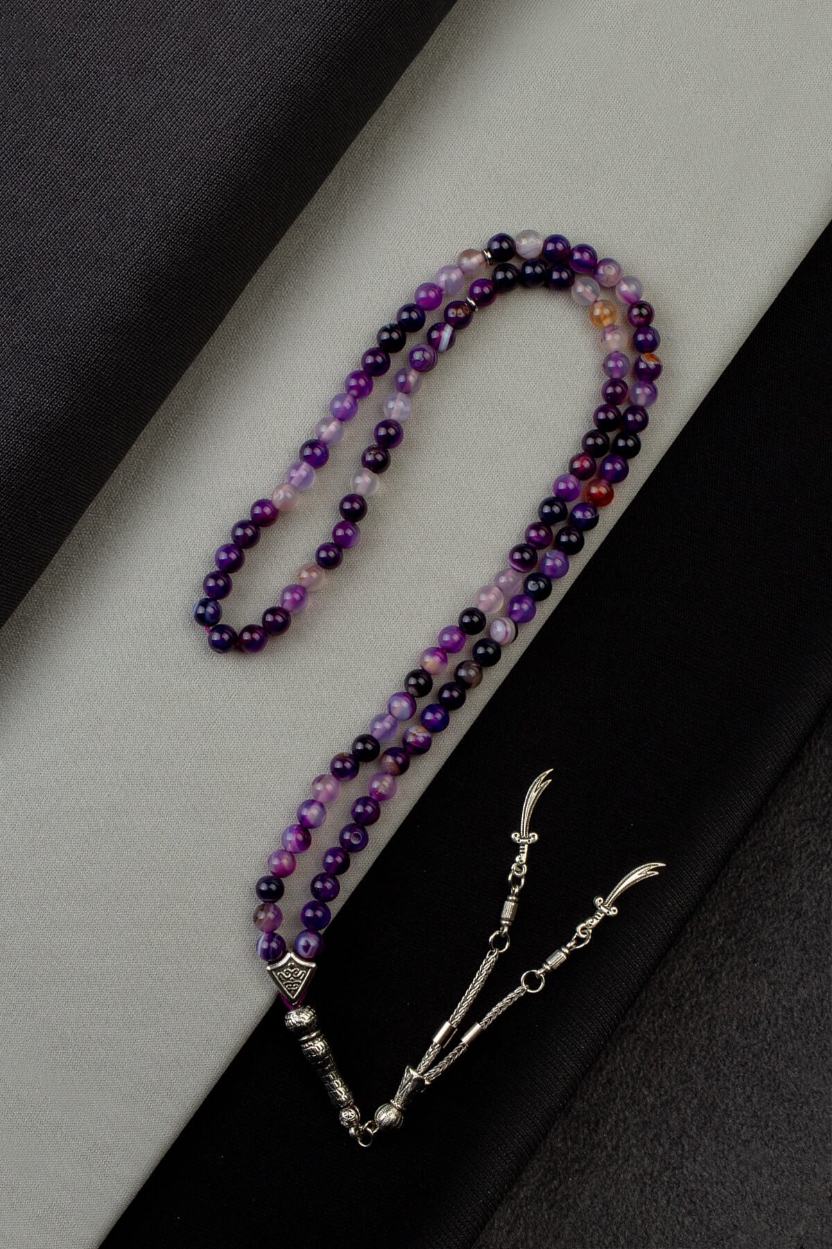 Madagaskar Akik Doğal Taş Küre Kesim Mor 99lu 6mm Tesbih