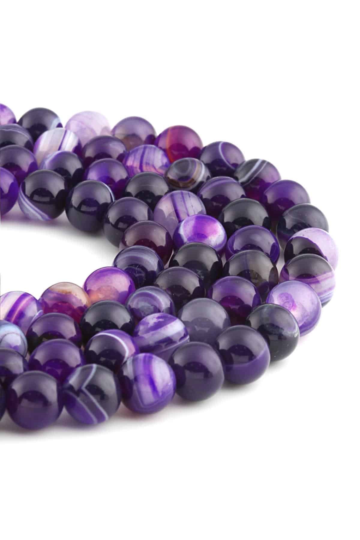 Madagascar Agate Natural Stone Purple Globe Cut 10mm String Of Beads