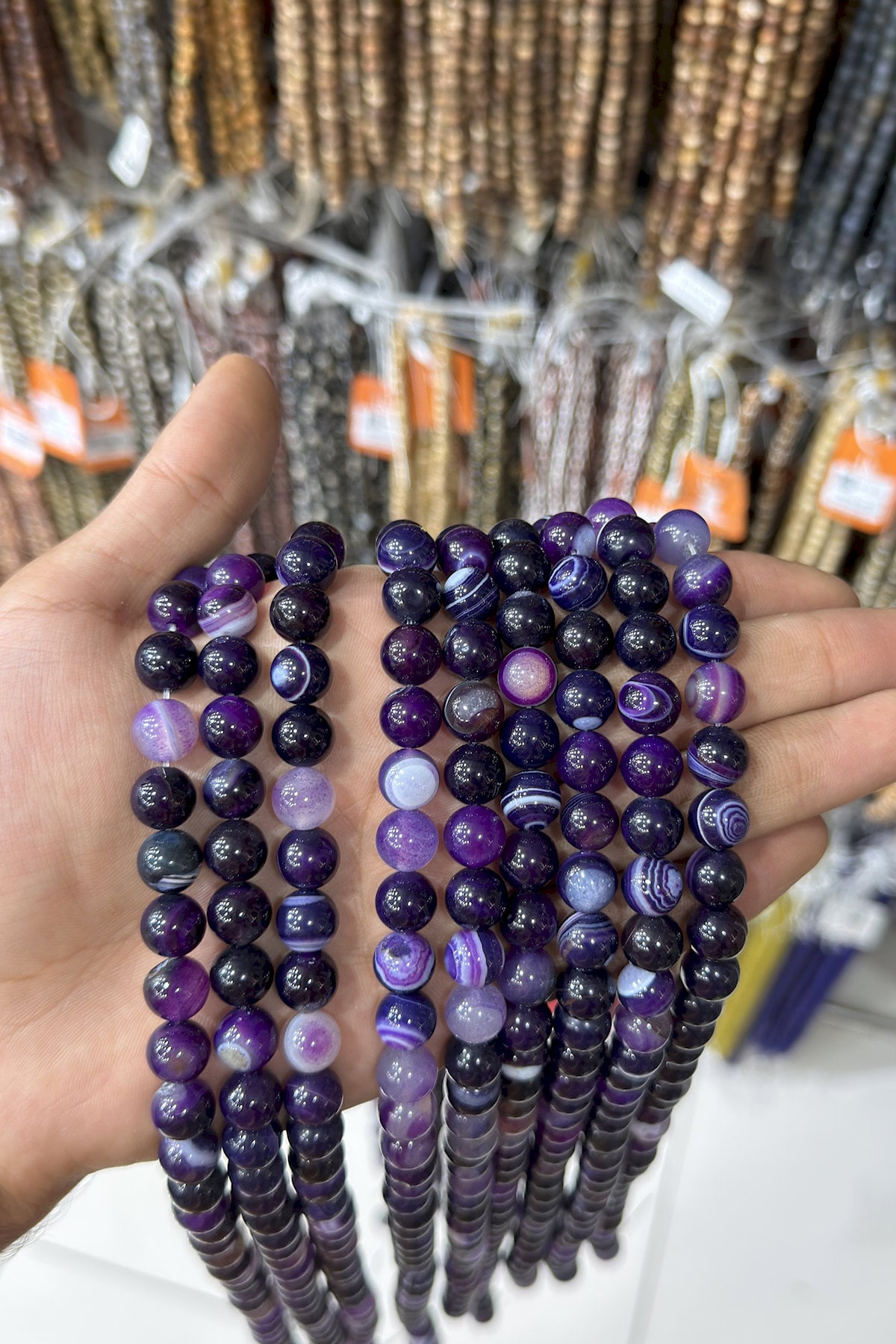 Madagascar Agate Natural Stone Purple Globe Cut 10mm String Of Beads
