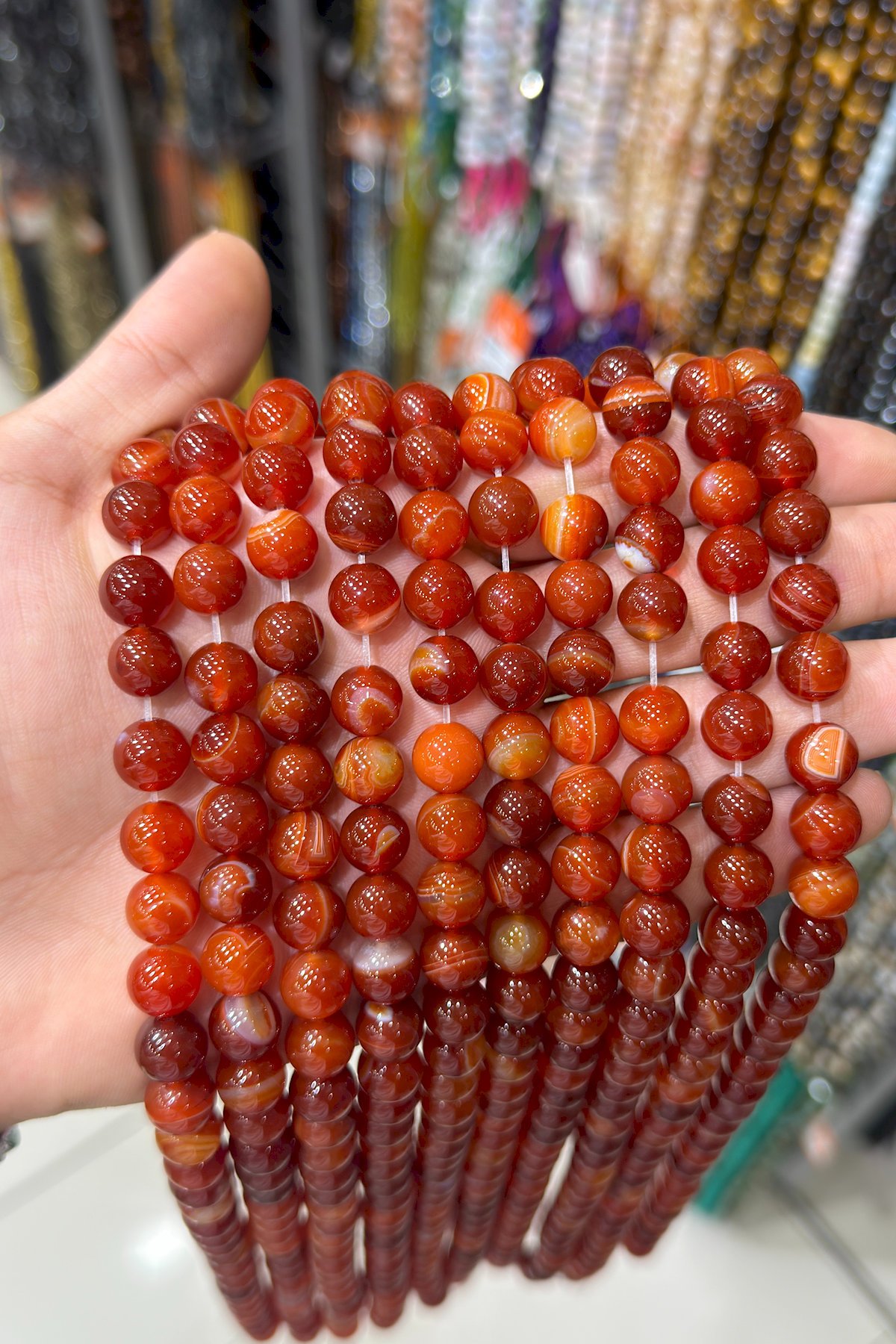Madagaskar Akik Taşı Küre Kesim Parlak Sarı 10mm Doğal Taş Dizi