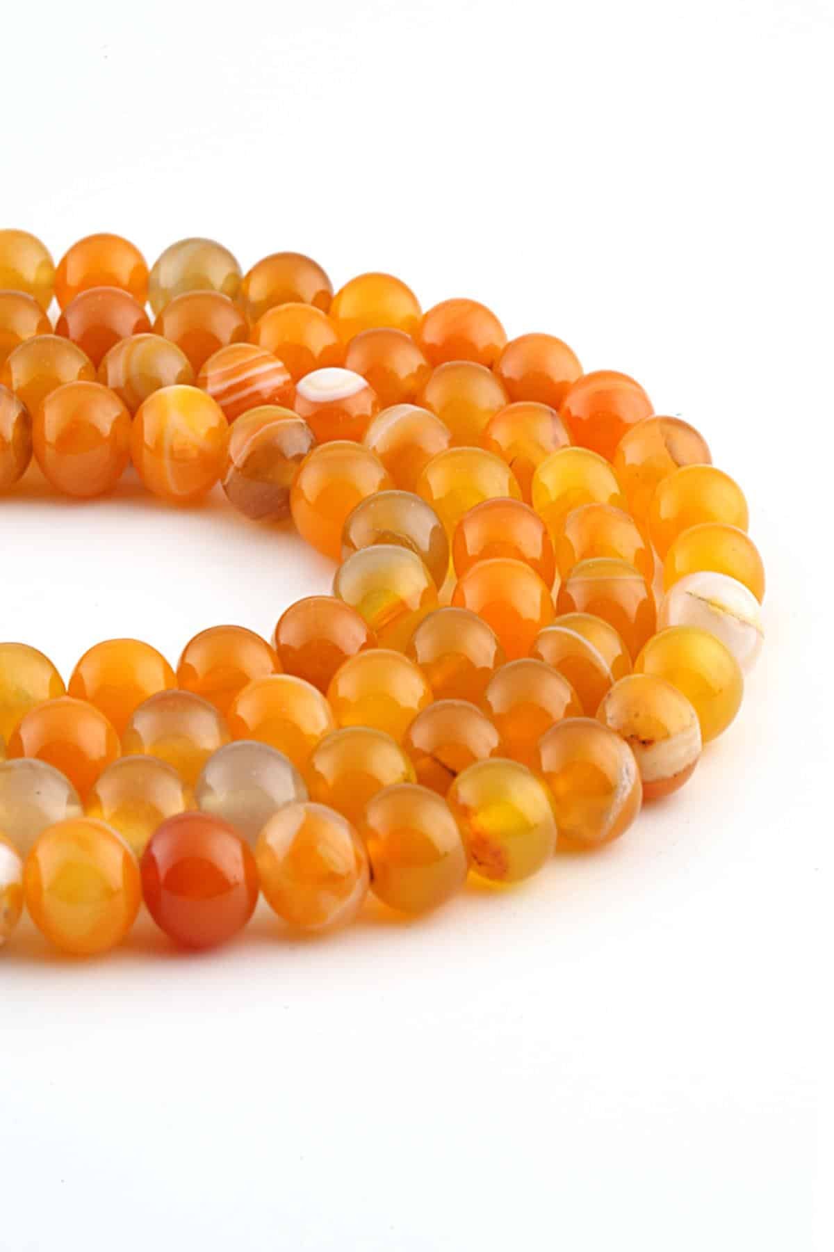 Madagascar Agate Orange Natural Stone Globe Cut 10mm String Of Beads