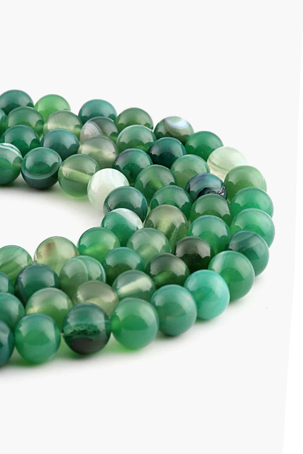 Madagascar Agate Green Natural Stone Globe Cut 10mm String Of Beads