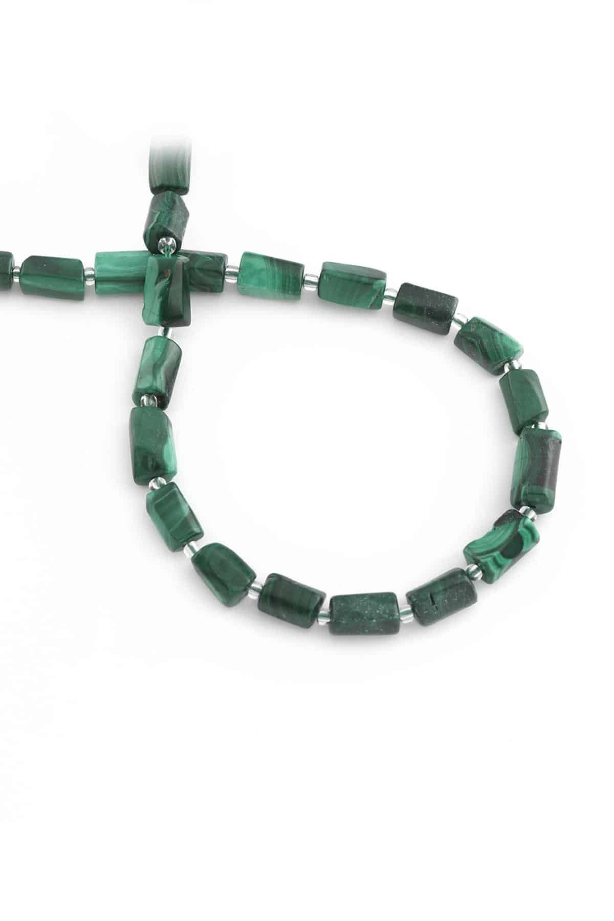 Malakit Taşı Silindir Kesim 8x11mm Doğal Taş Dizi