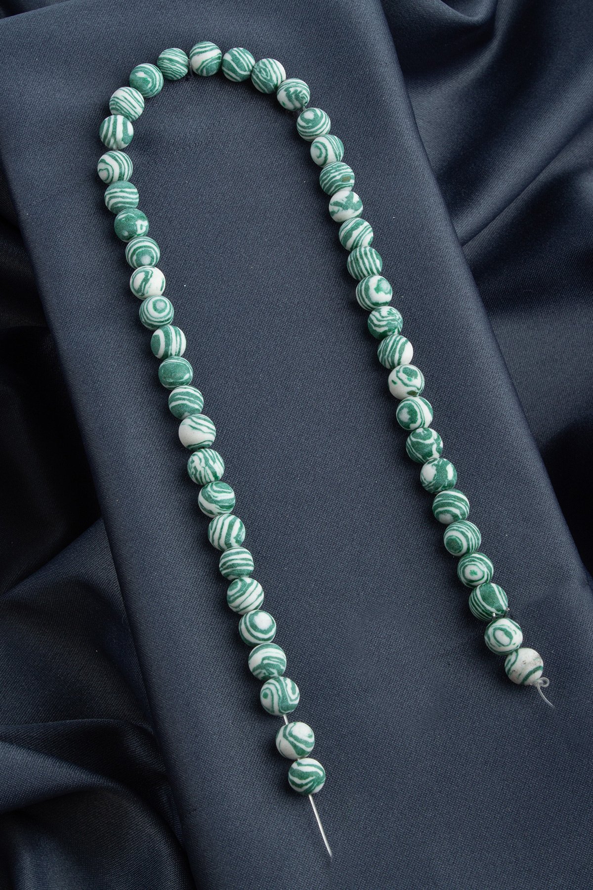 Malakit Sıkma Doğal Taş Parlak Yeşil Küre Kesim 8mm Dizi [B+]