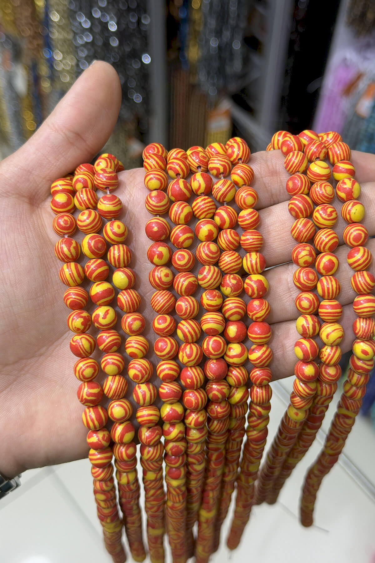Malakit Taşı Küre Kesim Parlak Kırmızı 8mm Doğal Taş Dizi [B+]