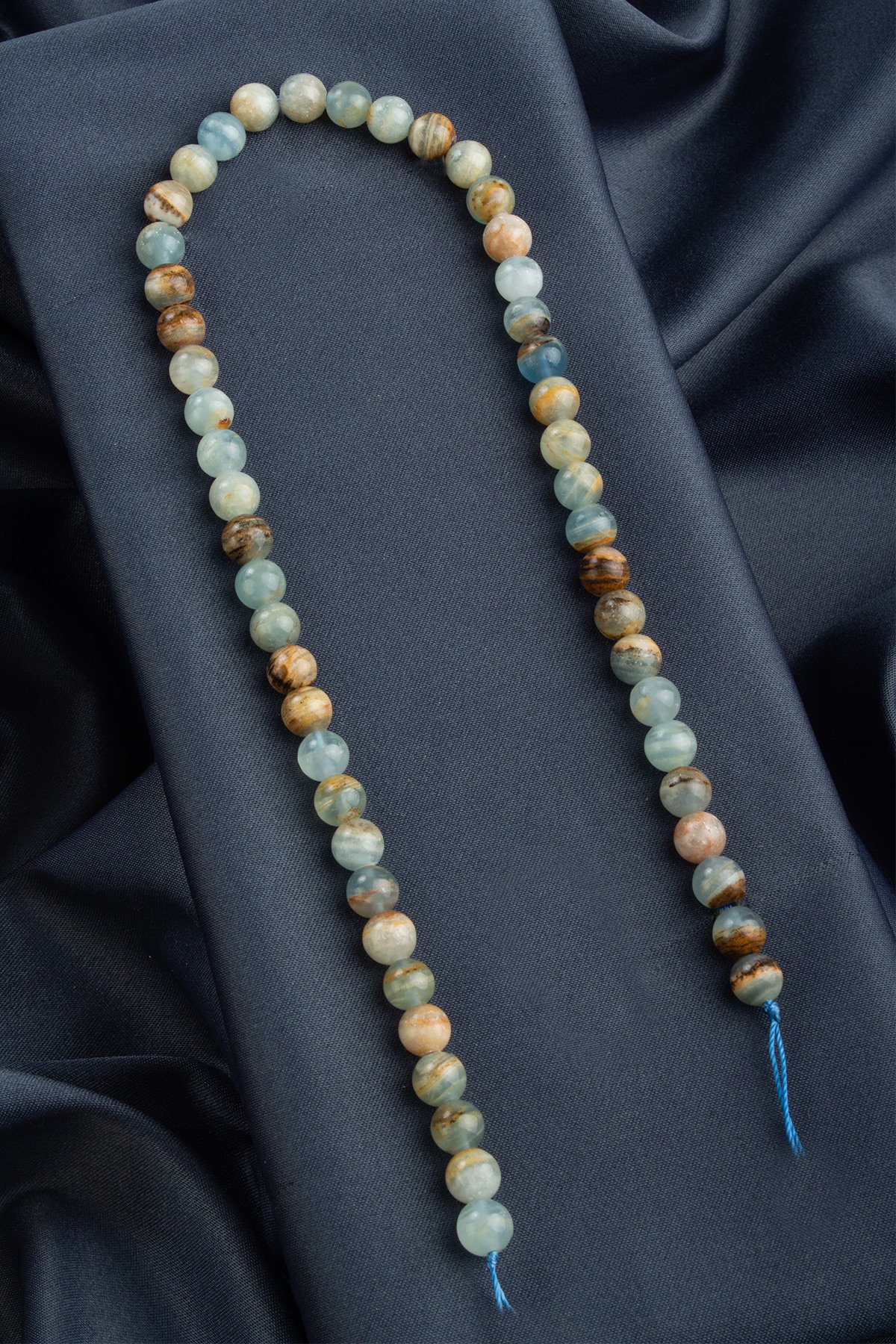 Mavi Kalsit Doğal Taş Küre Kesim 8mm Dizi