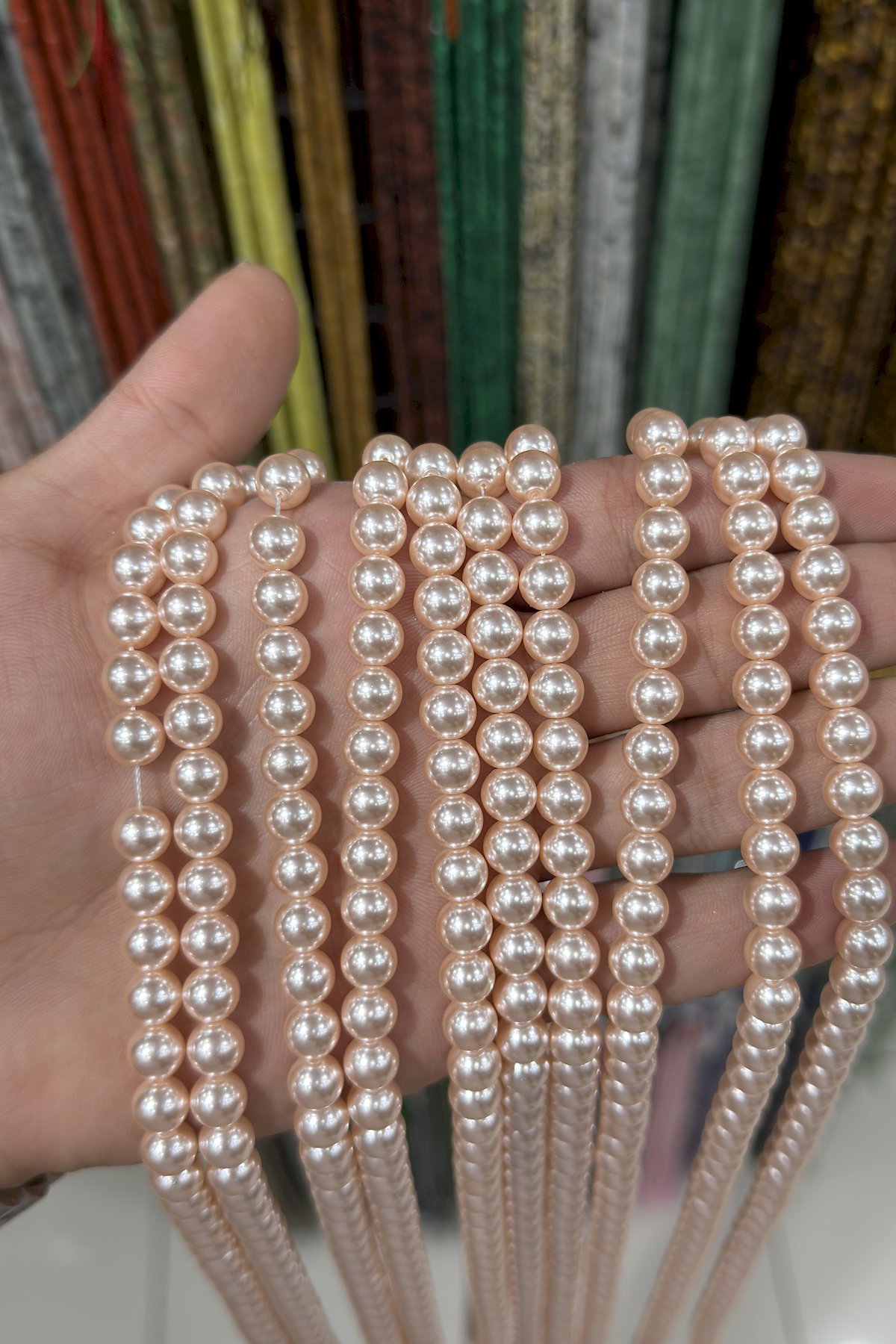 Mayorka İnci Parlak Açık Pembe 8mm Doğal Taş Dizi