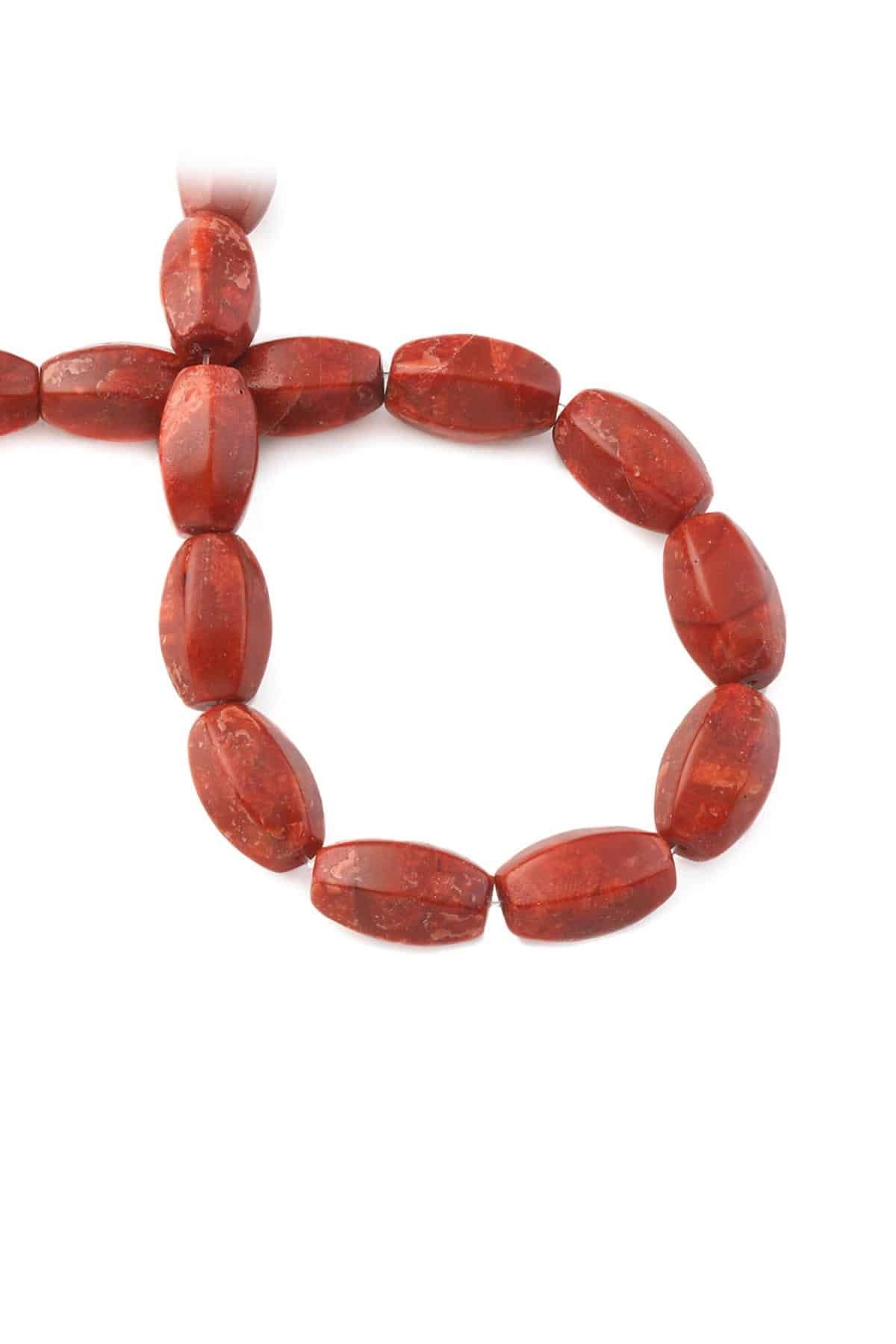 Grass Coral Natural Stone 13x20mm String Of Beads