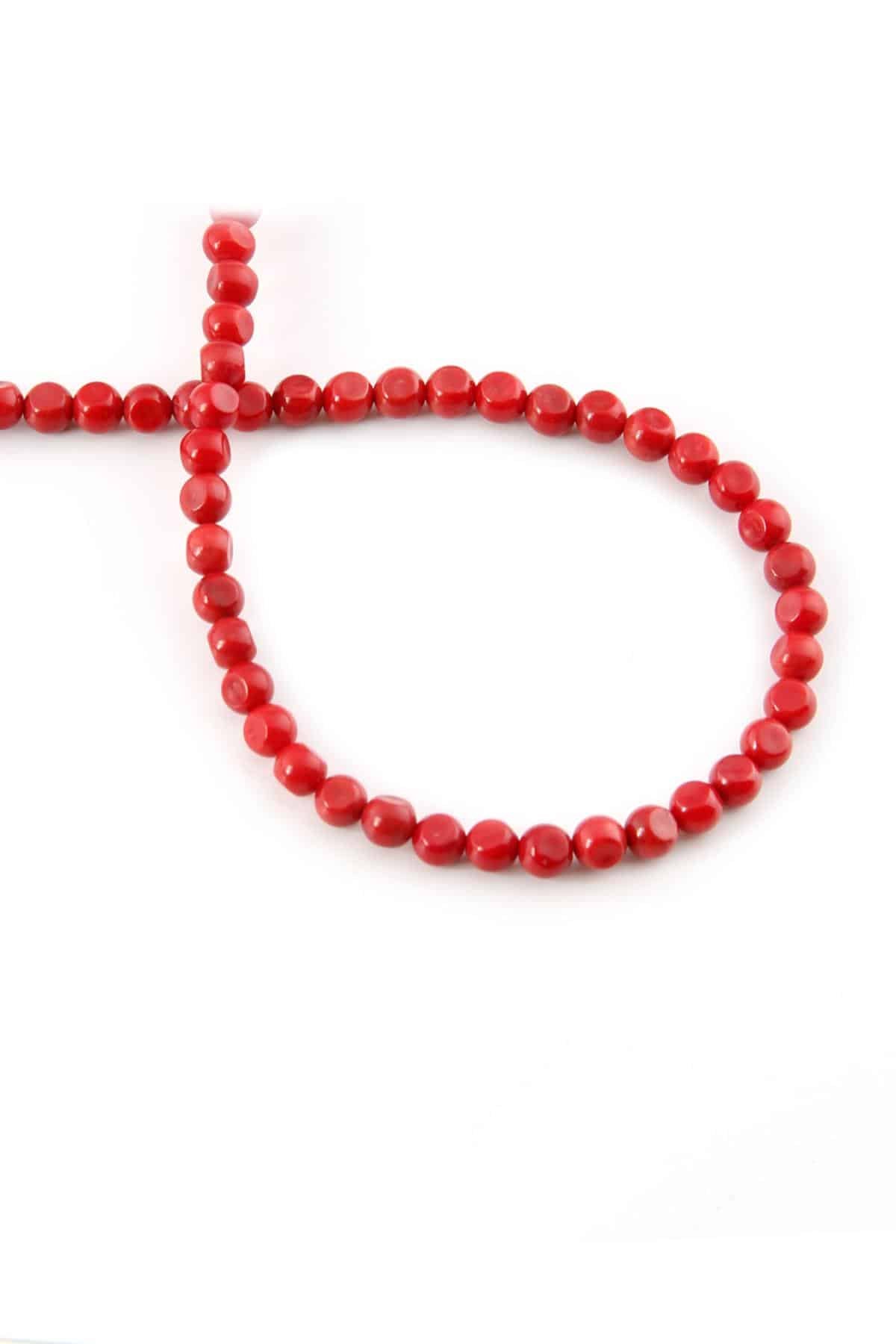 Coral Natural Stone 5x5mm String Of Beads