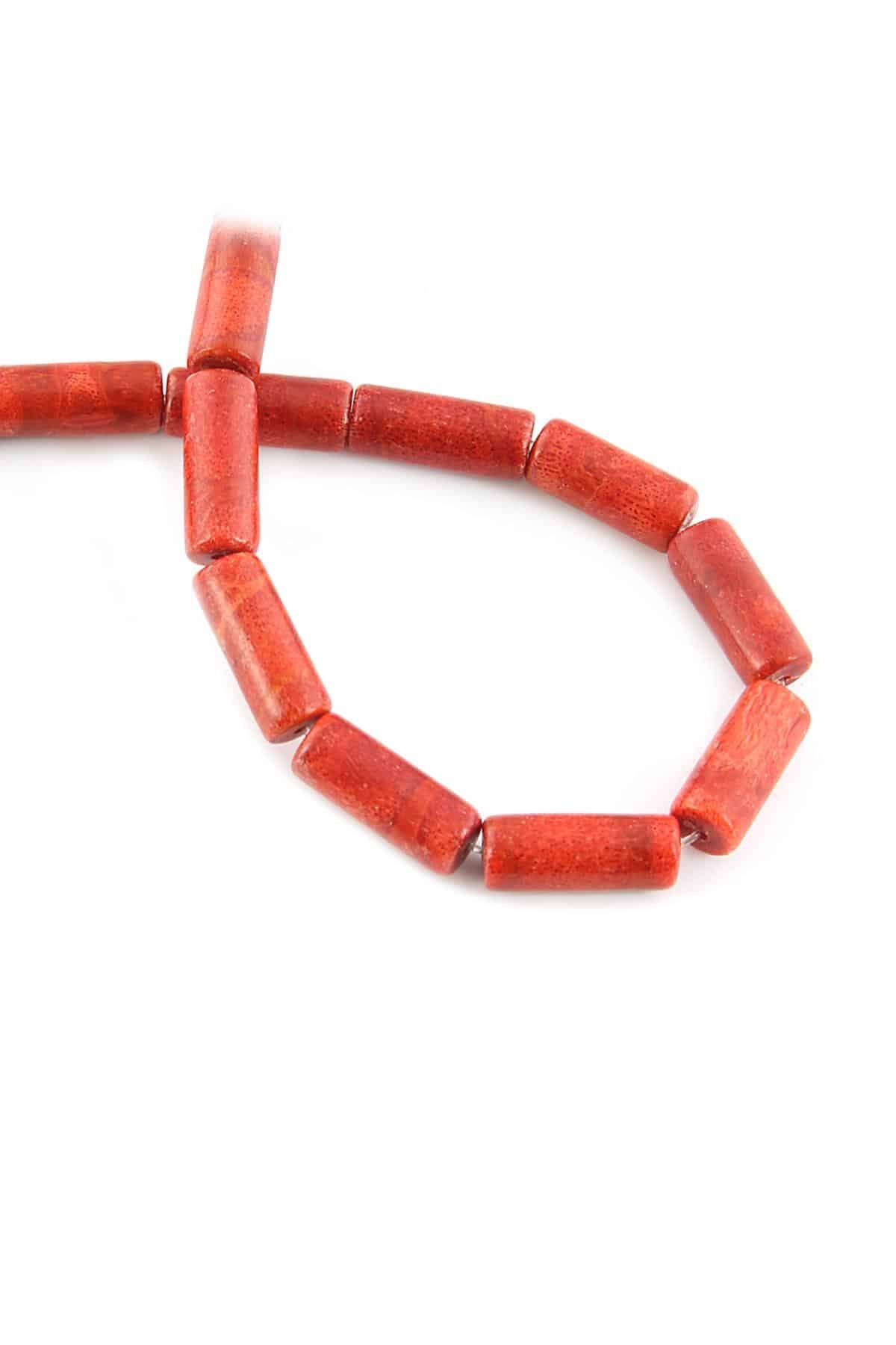 Grass Coral Natural Stone 8x20mm String Of Beads