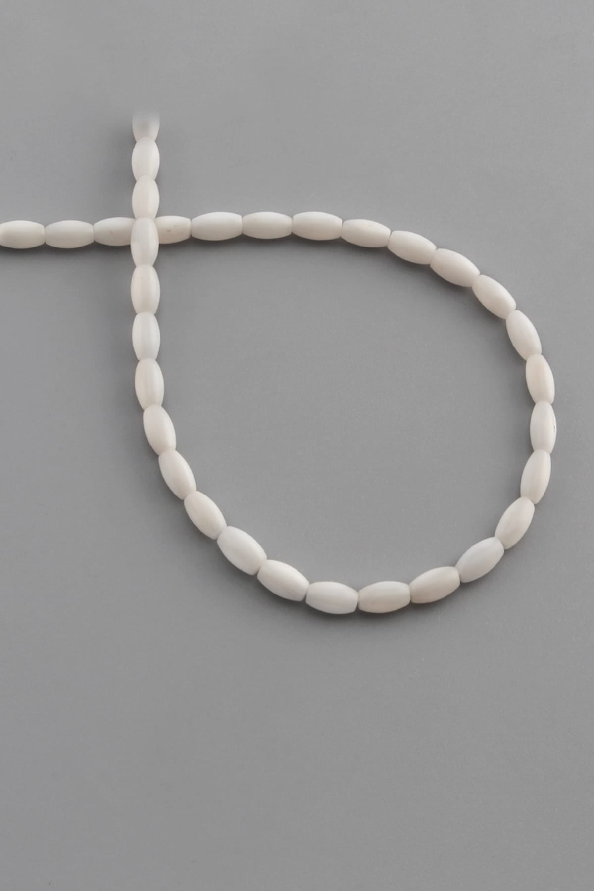 Coral Natural Stone White Barley Cut 3x6mm String Of Beads