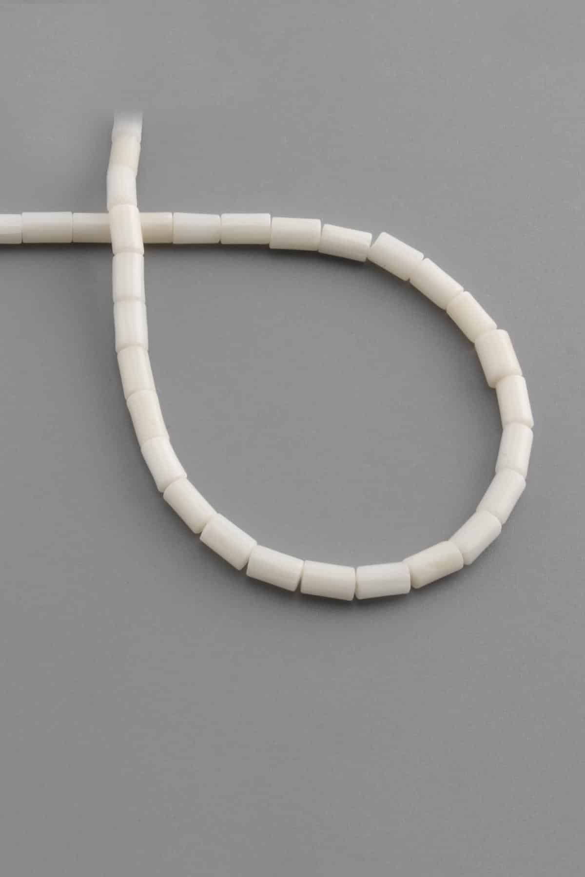 Coral Natural Stone White Cylinder Cut 4x6mm String Of Beads