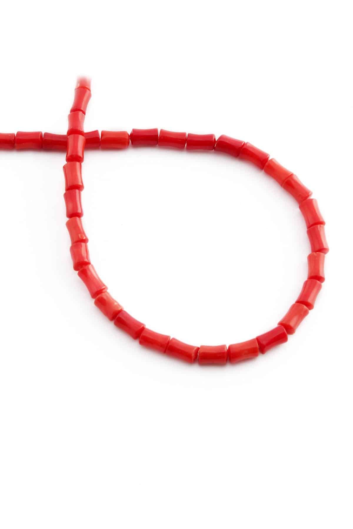Coral Natural Stone Red Bone Cut 4x7mm String Of Beads
