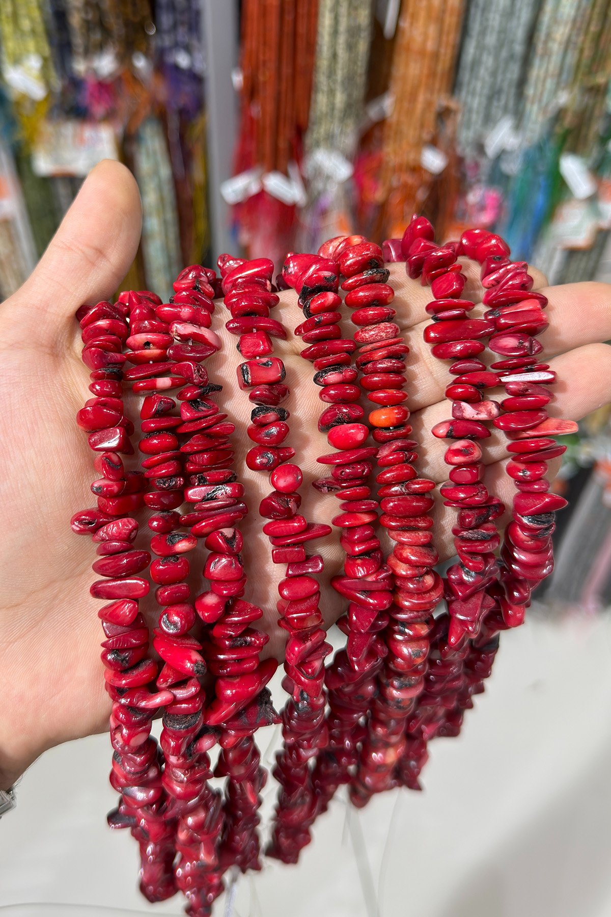 Mercan Doğal Taş Kırmızı Parlak Dore Kesim 10x4mm Dizi