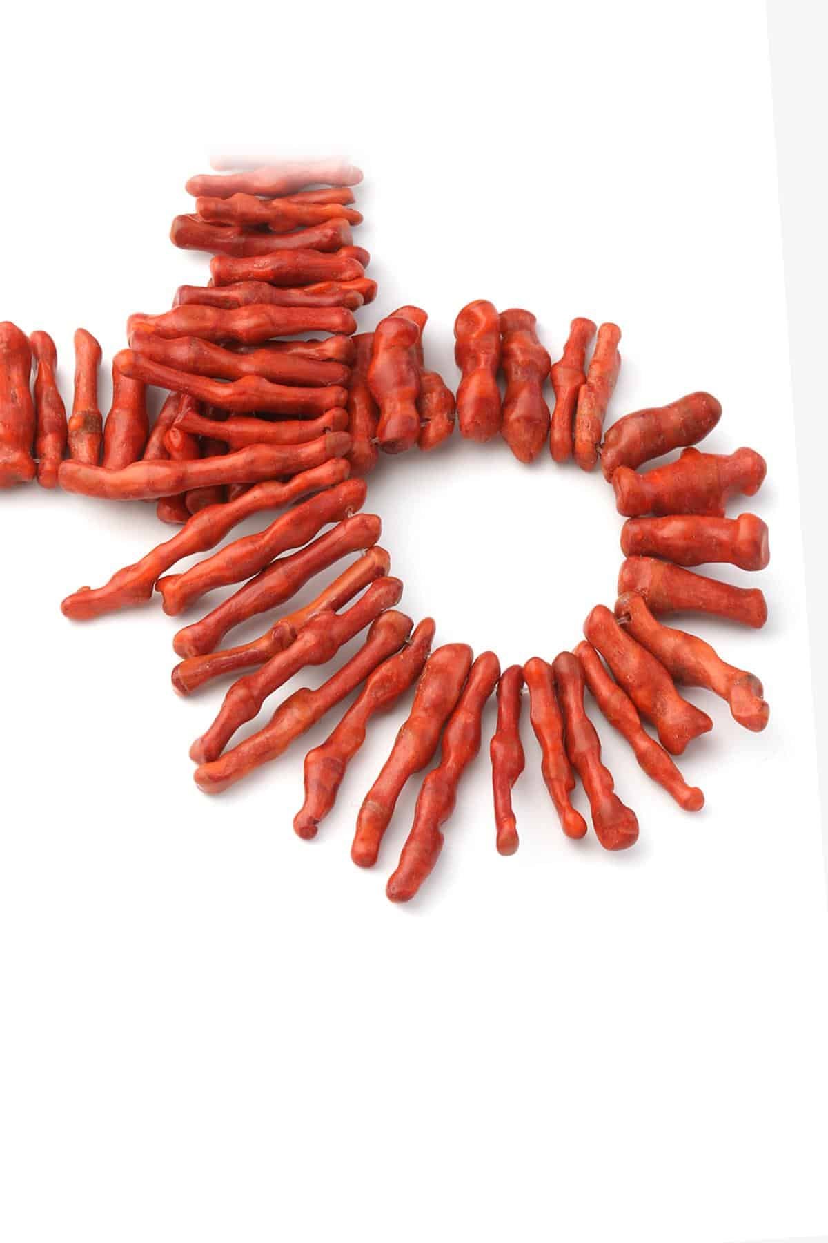 Grass Coral Natural Stone Dark Red 45x13mm String Of Beads