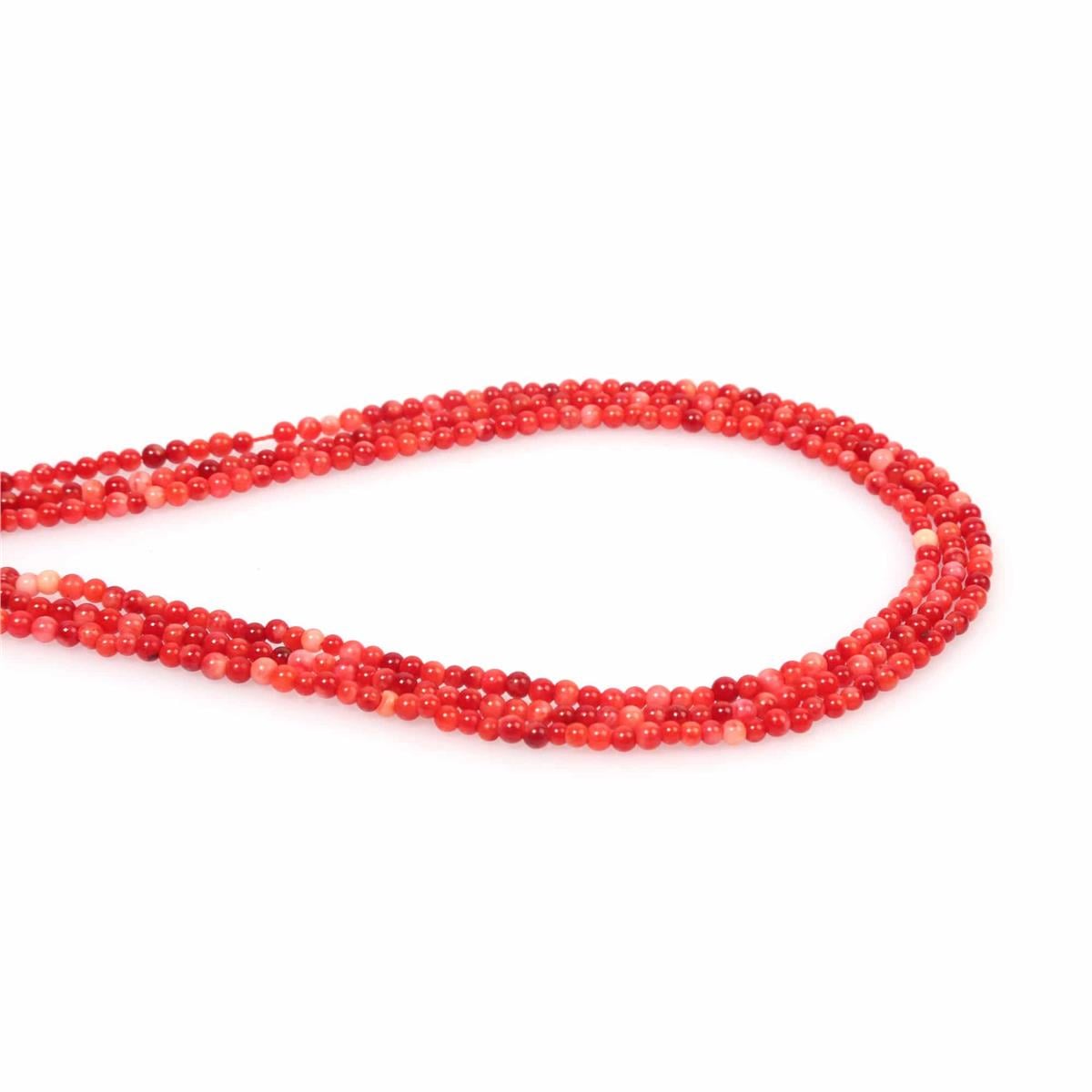 Coral Natural Stone Globe Cut 3mm String Of Beads