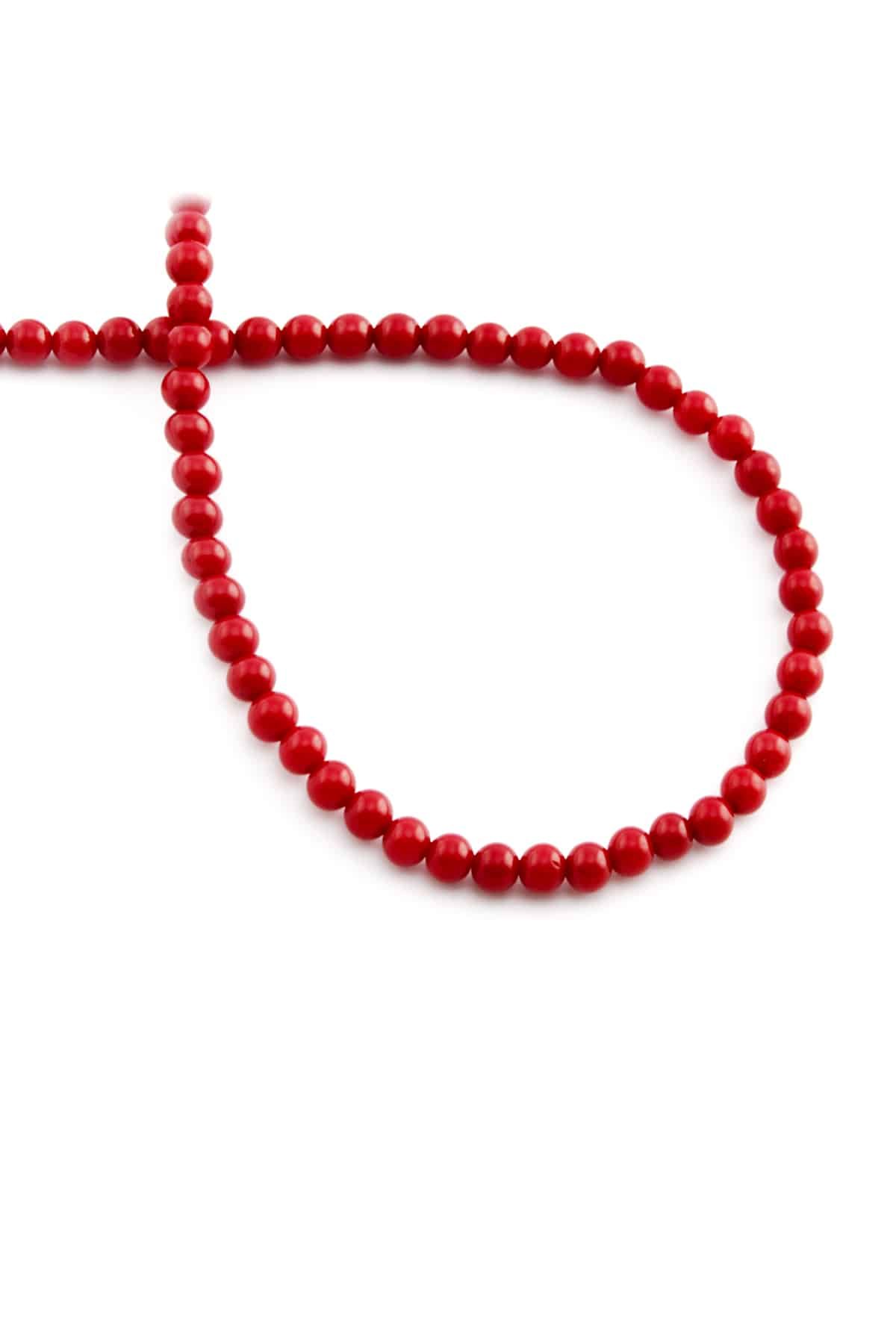 Coral Natural Stone Globe Cut 4mm String Of Beads