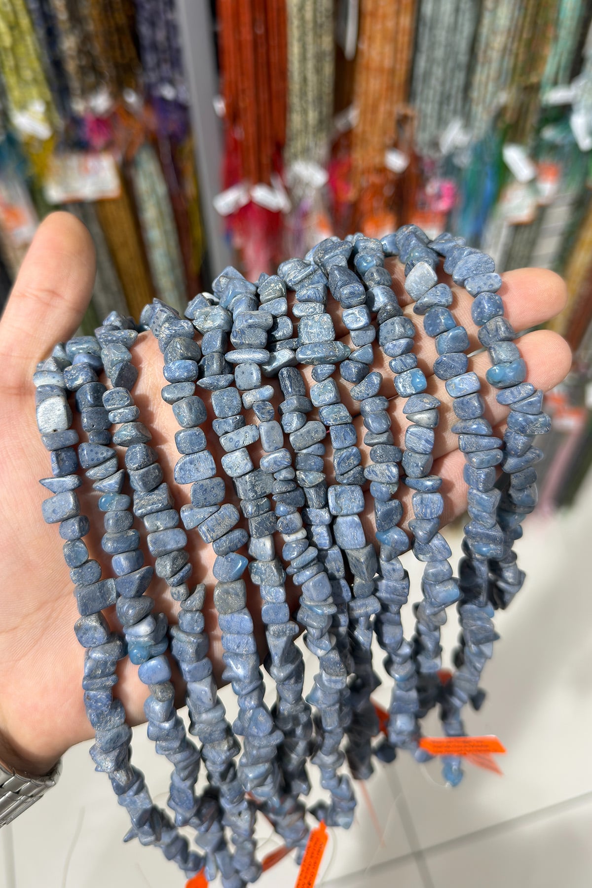 Mercan Doğal Taş Parlak Gece Mavisi Küp Amorf 5x13mm Dizi