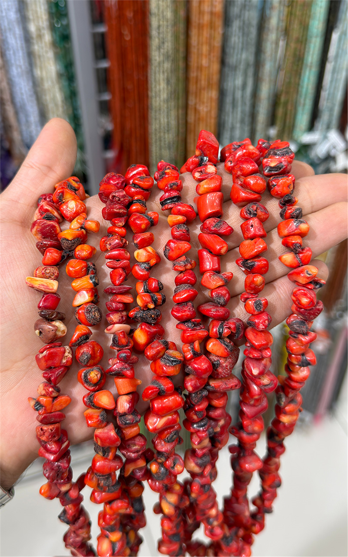 Mercan Doğal Taş Parlak Kırmızı Kırıktaş 7x11mm Dizi
