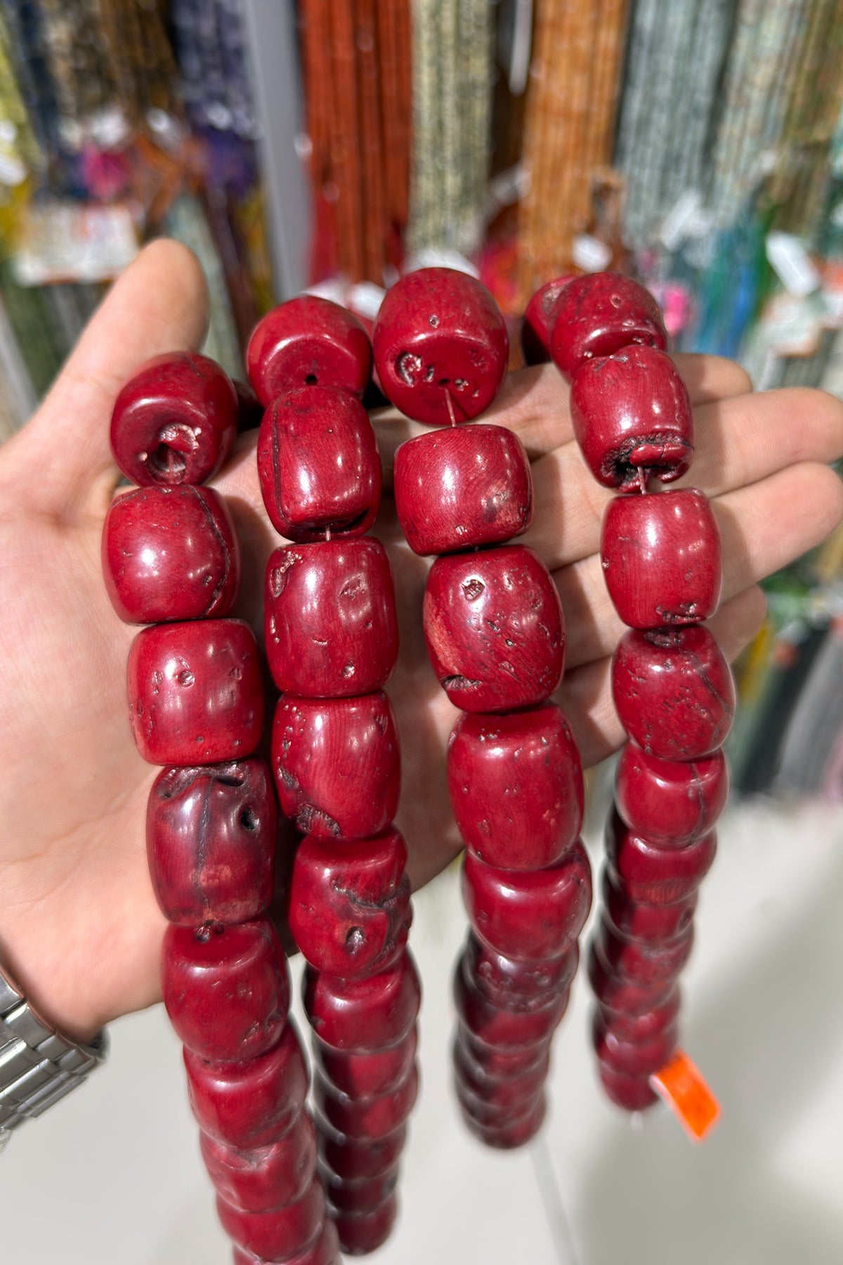 Mercan Doğal Taş Parlak Kırmızı Silindir 25x25mm Dizi