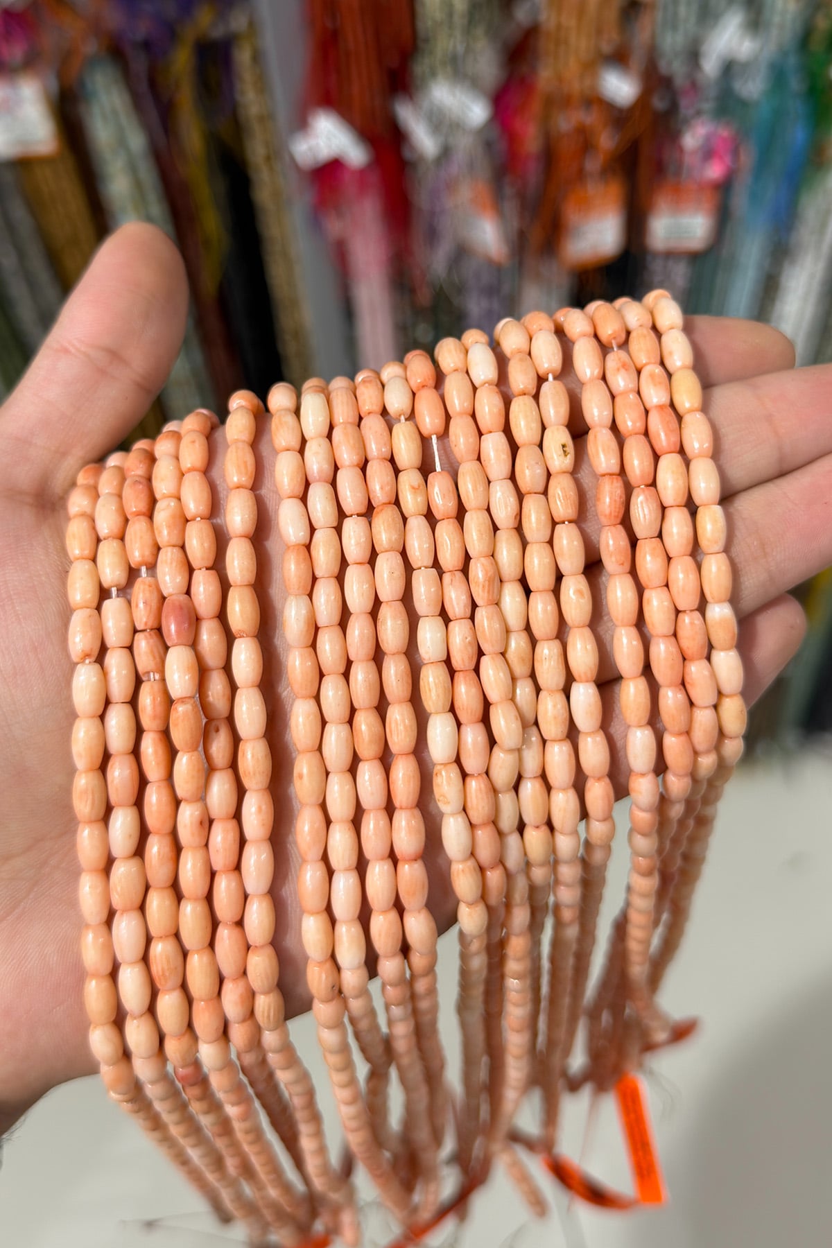 Mercan Doğal Taş Parlak Pembe Arpa Kesim 8x4mm Dizi