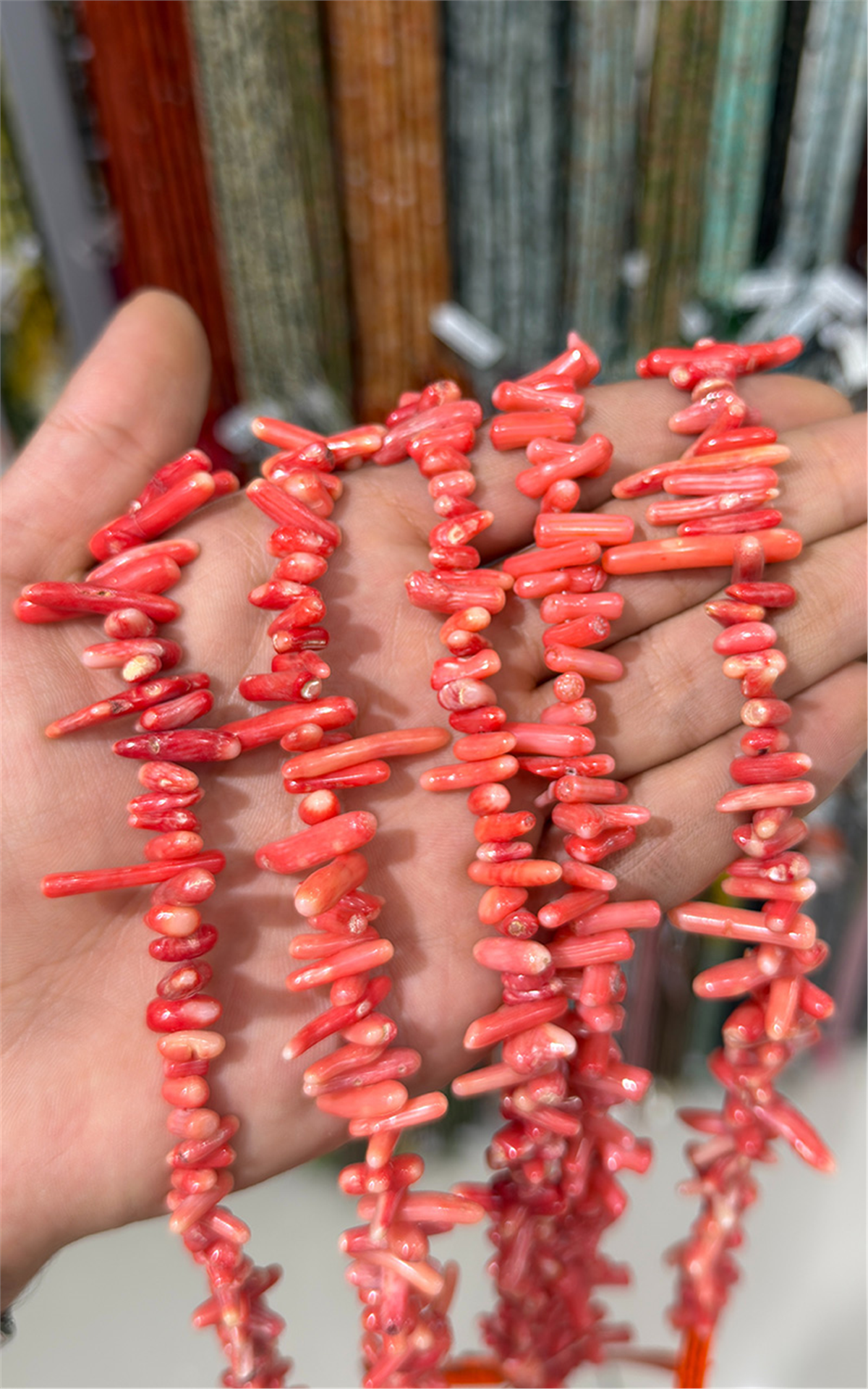 Mercan Doğal Taş Parlak Pembe Dal Mercan 3x11mm Dizi
