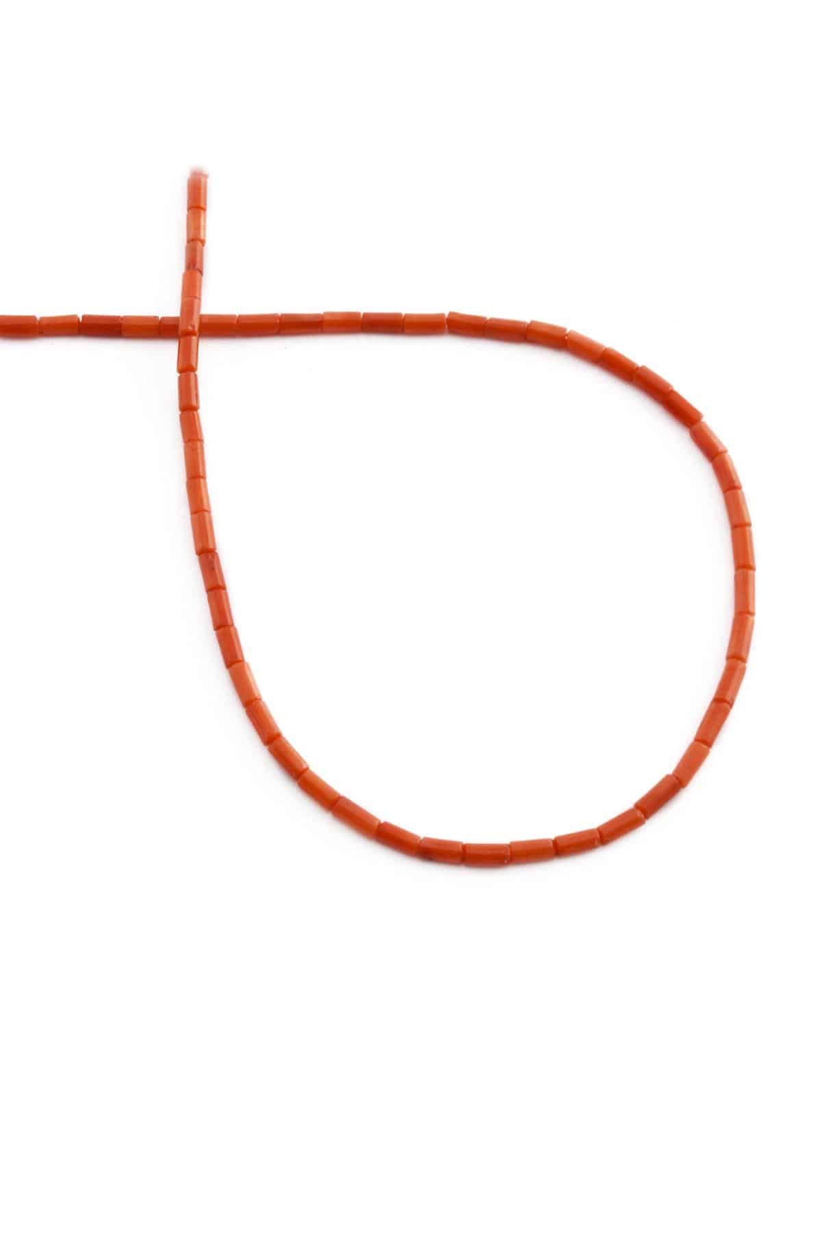 Coral Natural Stone Cylinder Cut 2x4mm String Of Beads