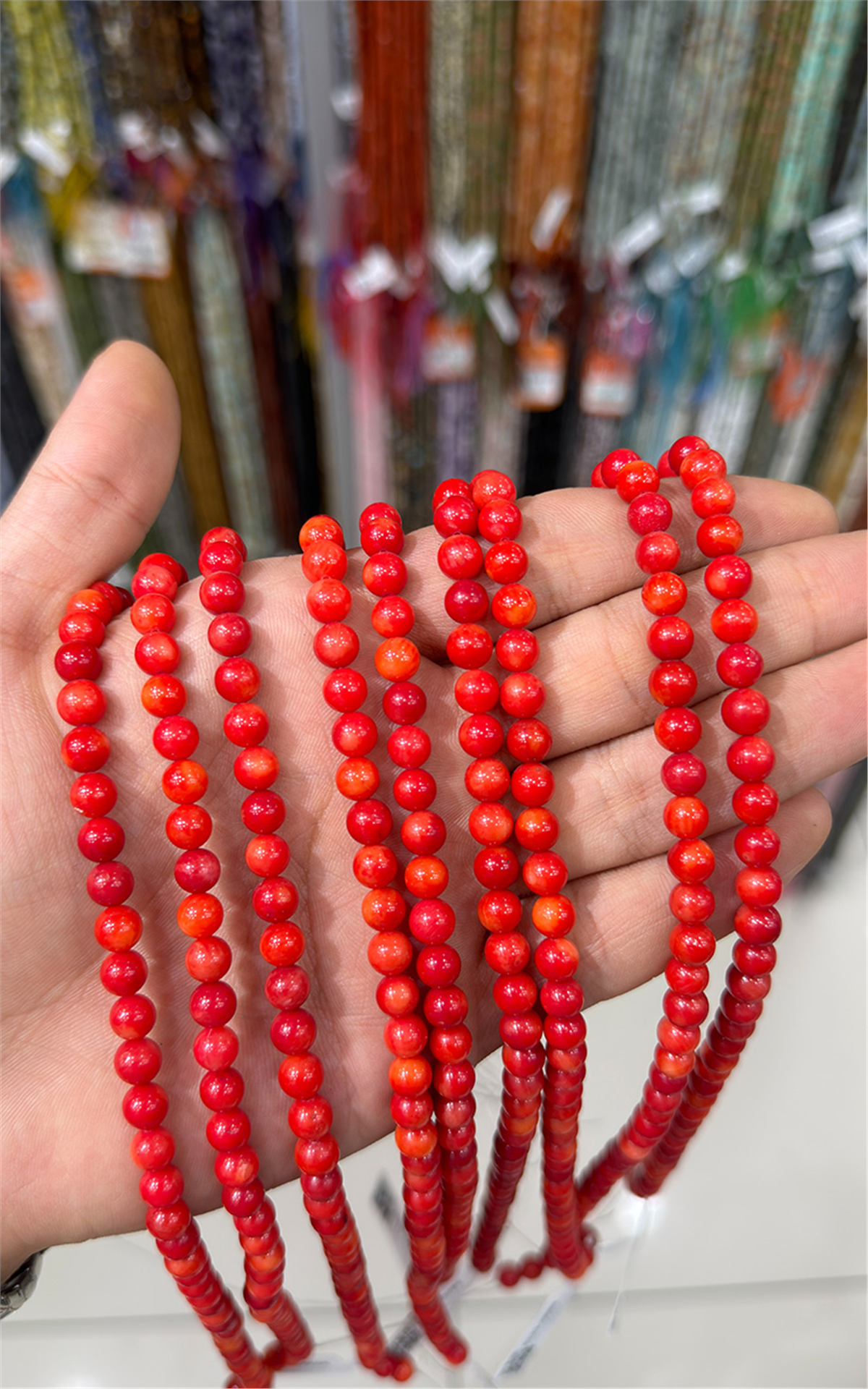 Coral Natural Stone Red Globe Cut 7mm String Of Beads