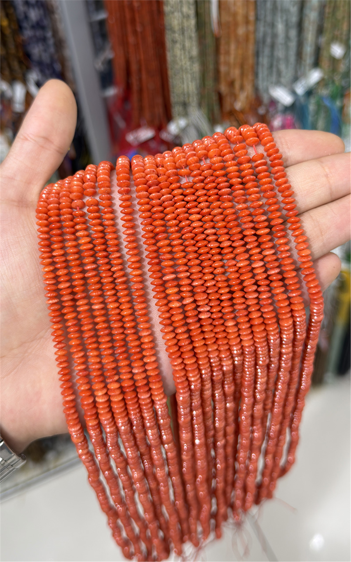 Coral Natural Stone Orange Washer Cut 5x3mm String Of Beads