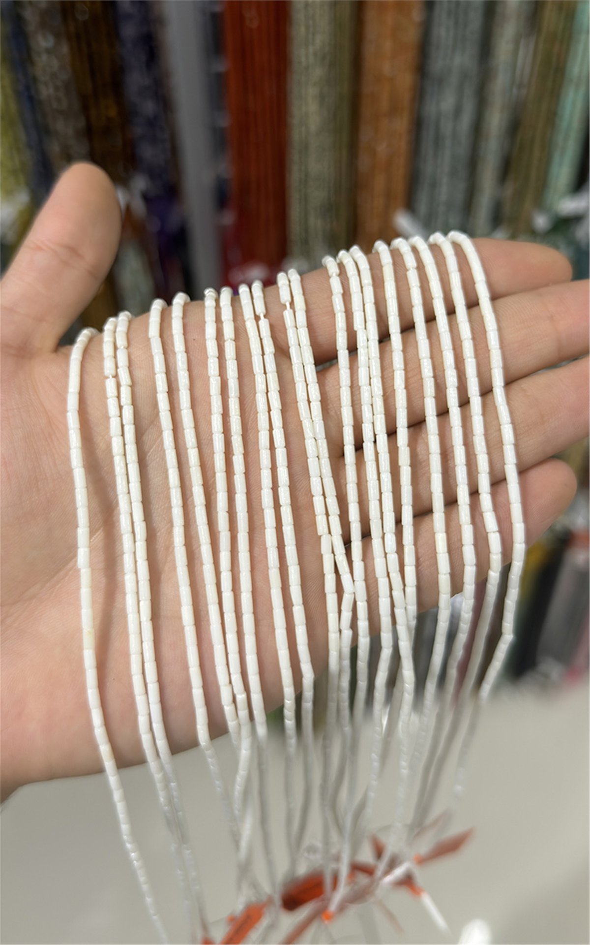 Coral Natural Stone White Cylinder Cut 2x4mm String Of Beads