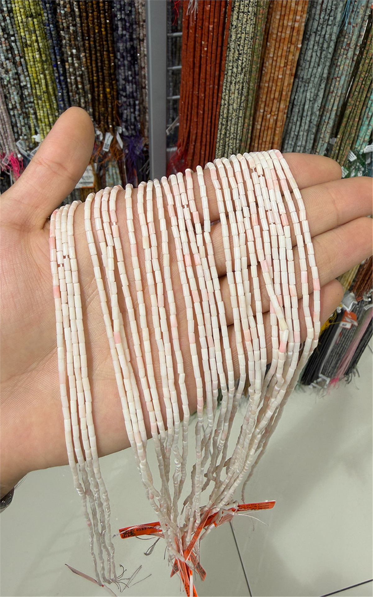 Coral Natural Stone Pink Cylinder Cut 2x4mm String Of Beads