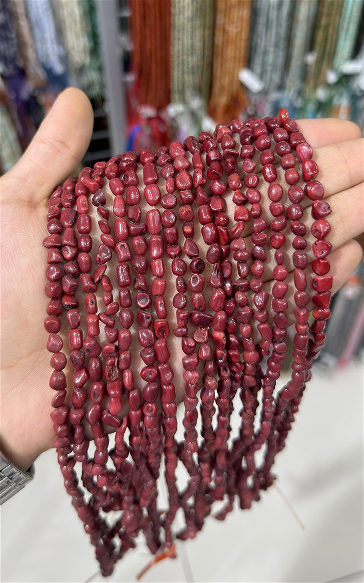 Mercan Doğal Taş Parlak Kırmızı Tımbıl Kesim 5x8mm Dizi