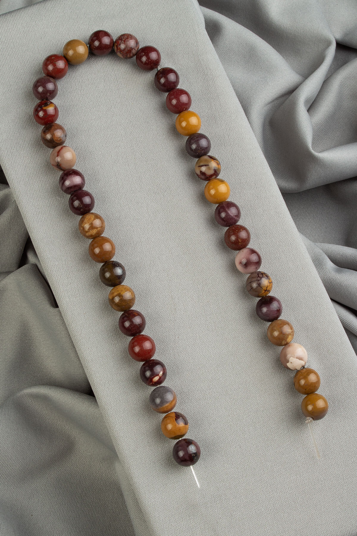 Mokait Jasper Doğal Taş Parlak Küre Kesim 10mm Dizi [B+]