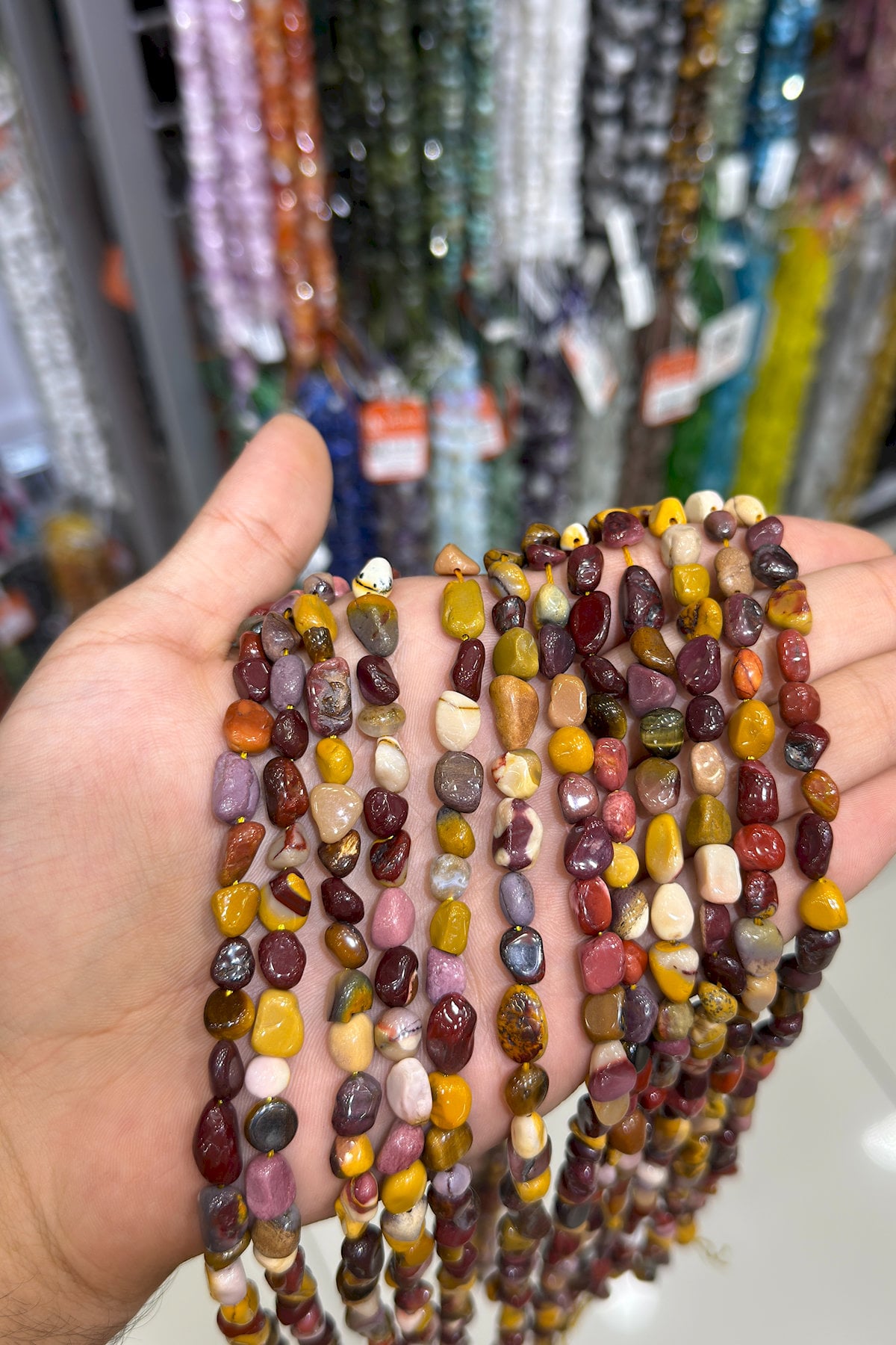 Mochaite Jasper Natural Stone Tumbler Cut 6x8mm String Of Beads