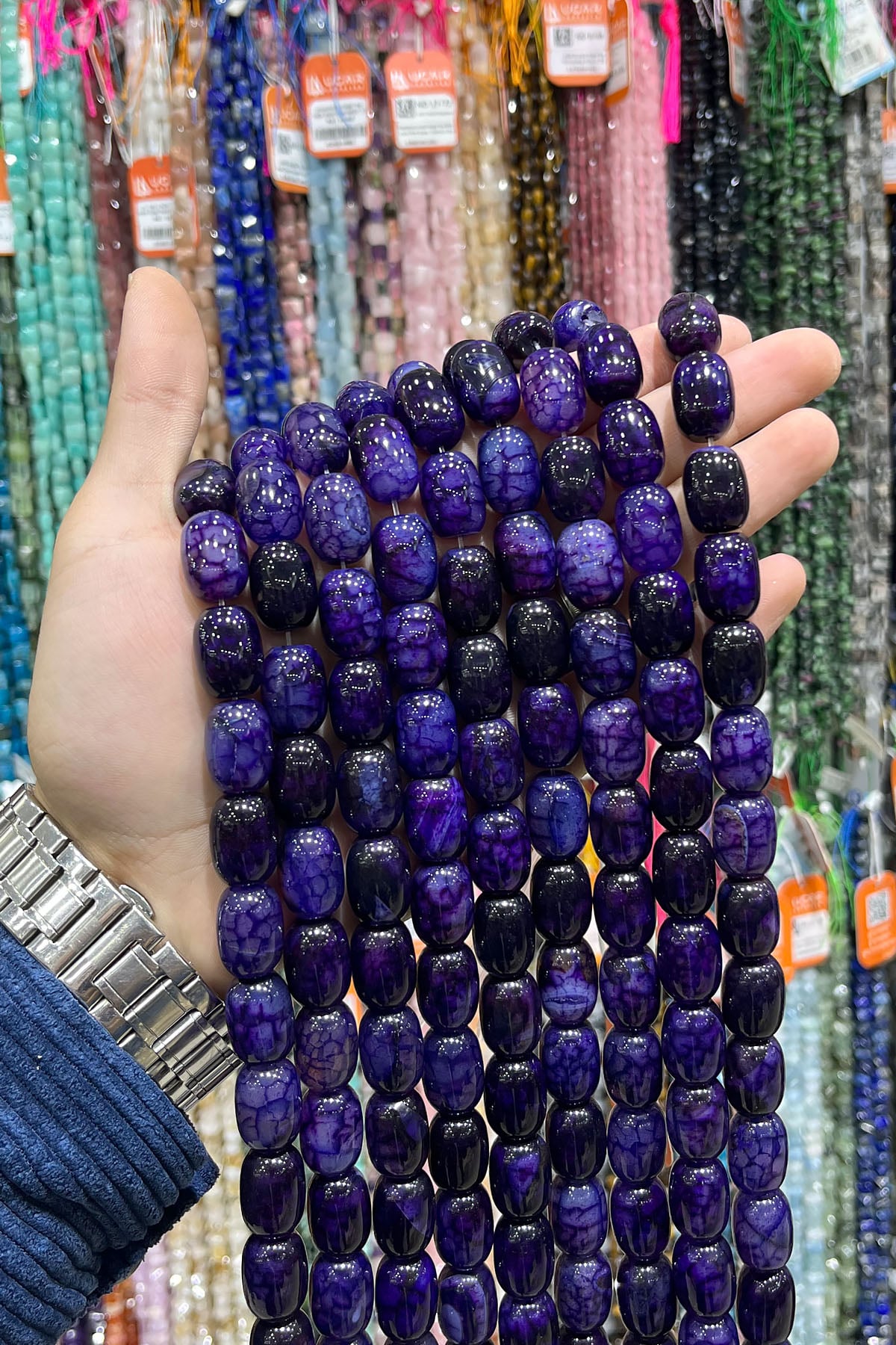 Mor Akik Doğal Taş Silindir Kesim 13x18mm Dizi