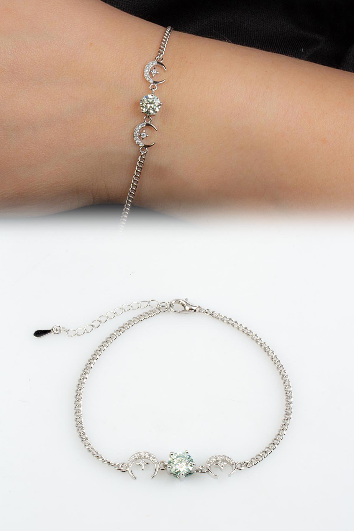 Mozanit Doğal Taş Zincir Bileklik