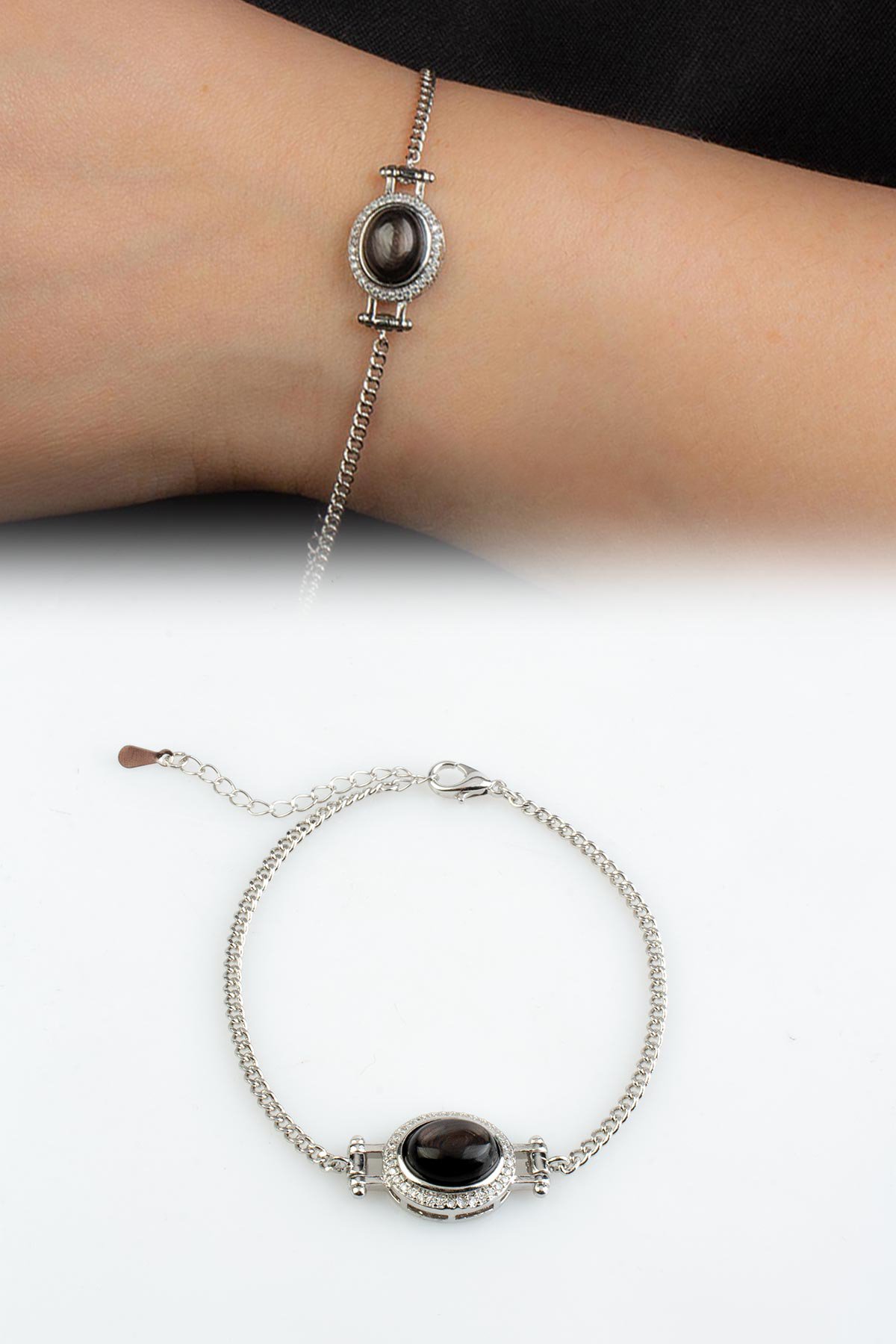 Obsidyen Doğal Taş Zincir Bileklik